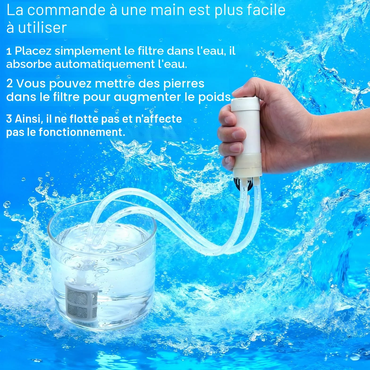 HENGBIRD Pompe à eau USB Mini DC Auto-amorçante 5 V Silencieuse avec Tuyau PVC 1 m & Filtre en Pierre, Pompe de Circulation Portable pour Aquarium