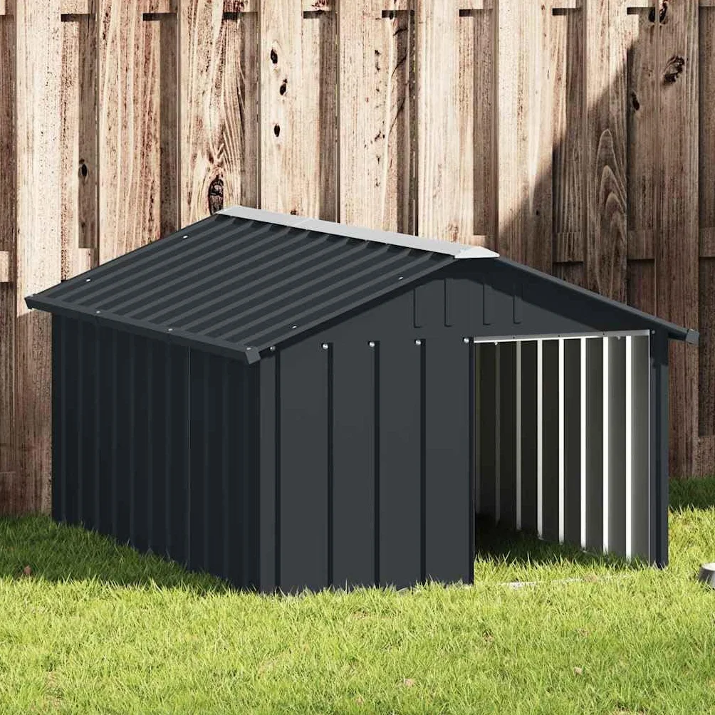 Chenil pour Chien Extérieur Métal Acier Galvanisé Anthracite 116,5x153x81,5 cm