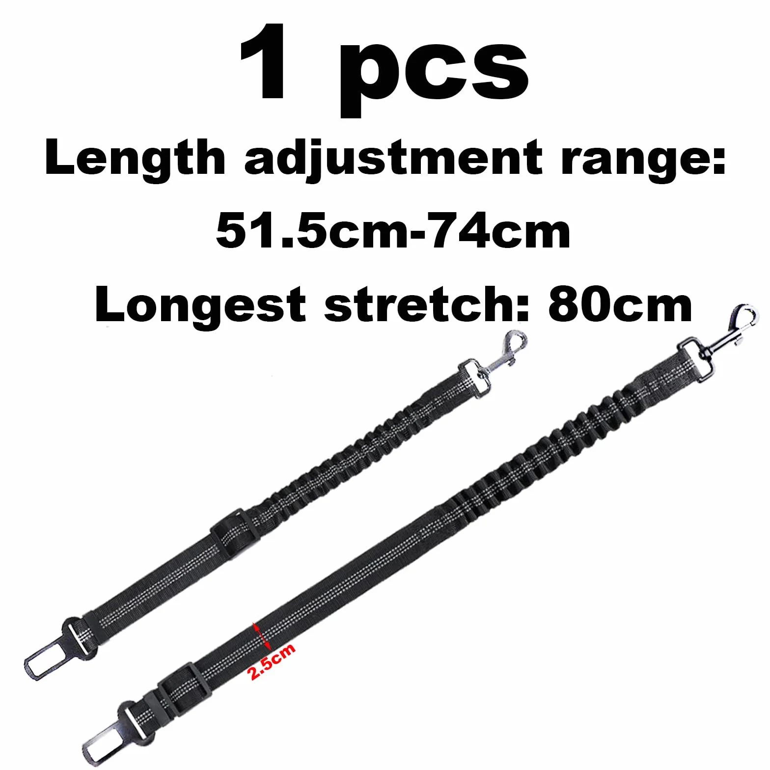 1Pièces Étirement Le Plus Long : 80 cm Ceinture Chien Voiture réglable avec,Attache Ceinture Chien Voiture,Laisse Voiture Chien,Harnais Voiture Chien en Elastique,pour Chiens et Chats-Noir