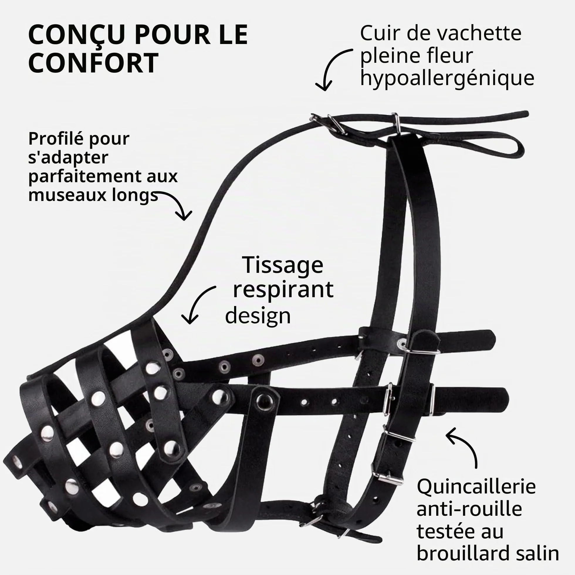 CollarDirect Muselière pour Chien Berger Allemand Dalmatien Doberman Setter Panier en Cuir Medium Large Breeds Black Brown (L, Black)