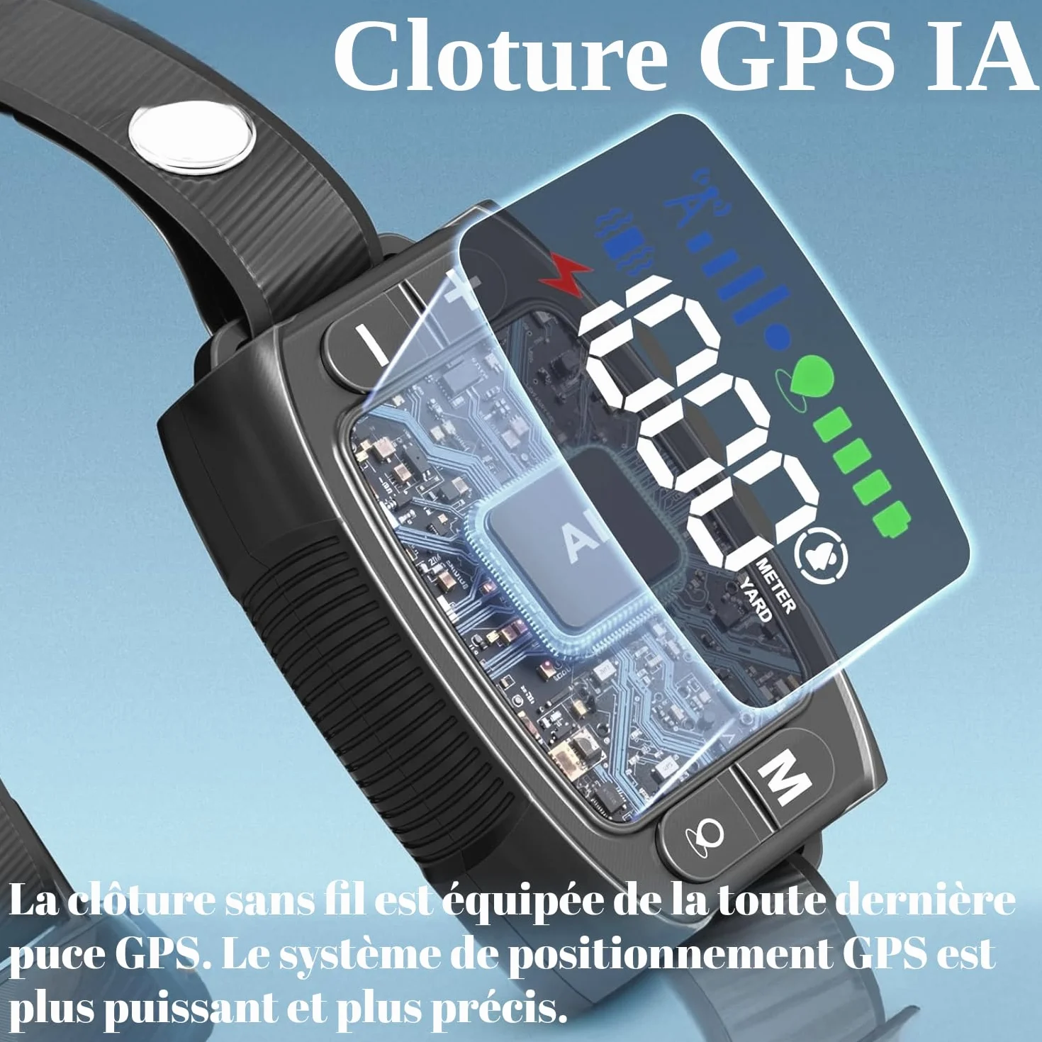 Clôture électrique sans fil GPS pour chien, 4e génération, portée 33-999 m, anti-fugue IA, IPX7