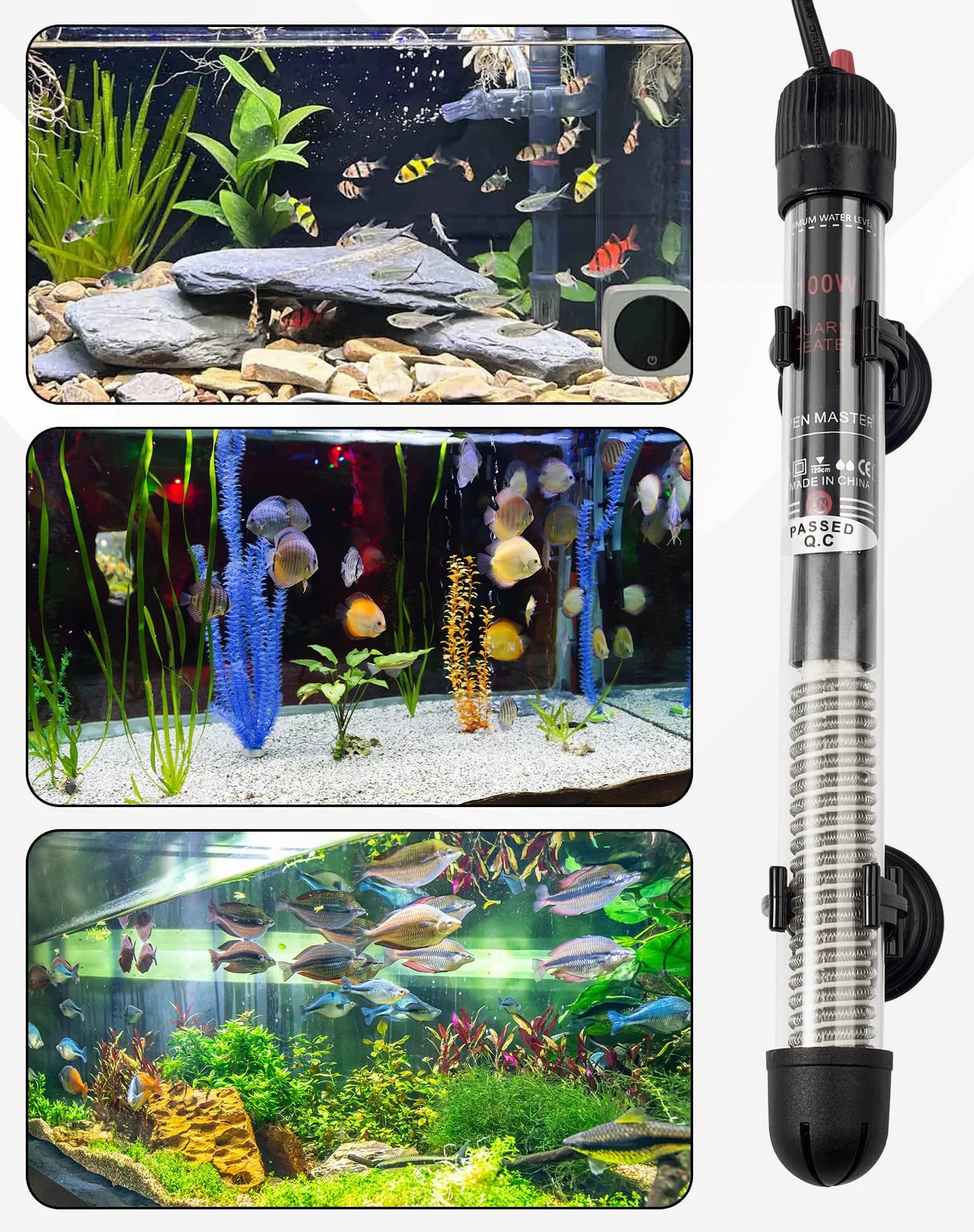 Chauffage Aquarium 25W pour 10L 20L 30L Chauffage pour Aquarium avec réglage 20–34°C