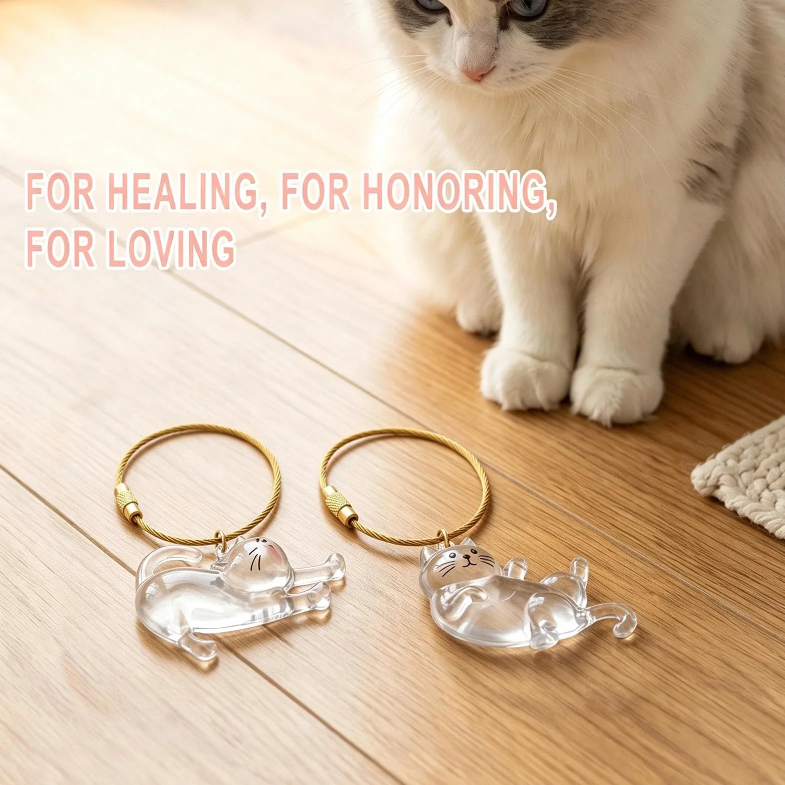 Boîte à Souvenirs pour Poils d'animaux de Compagnie, Porte Clef Chat, Porte Clé Chat, Porte-Clés Souvenir de Poils d'animaux de Compagnie pour Amoureux des Animaux Souvenir Chien Chat Décédé