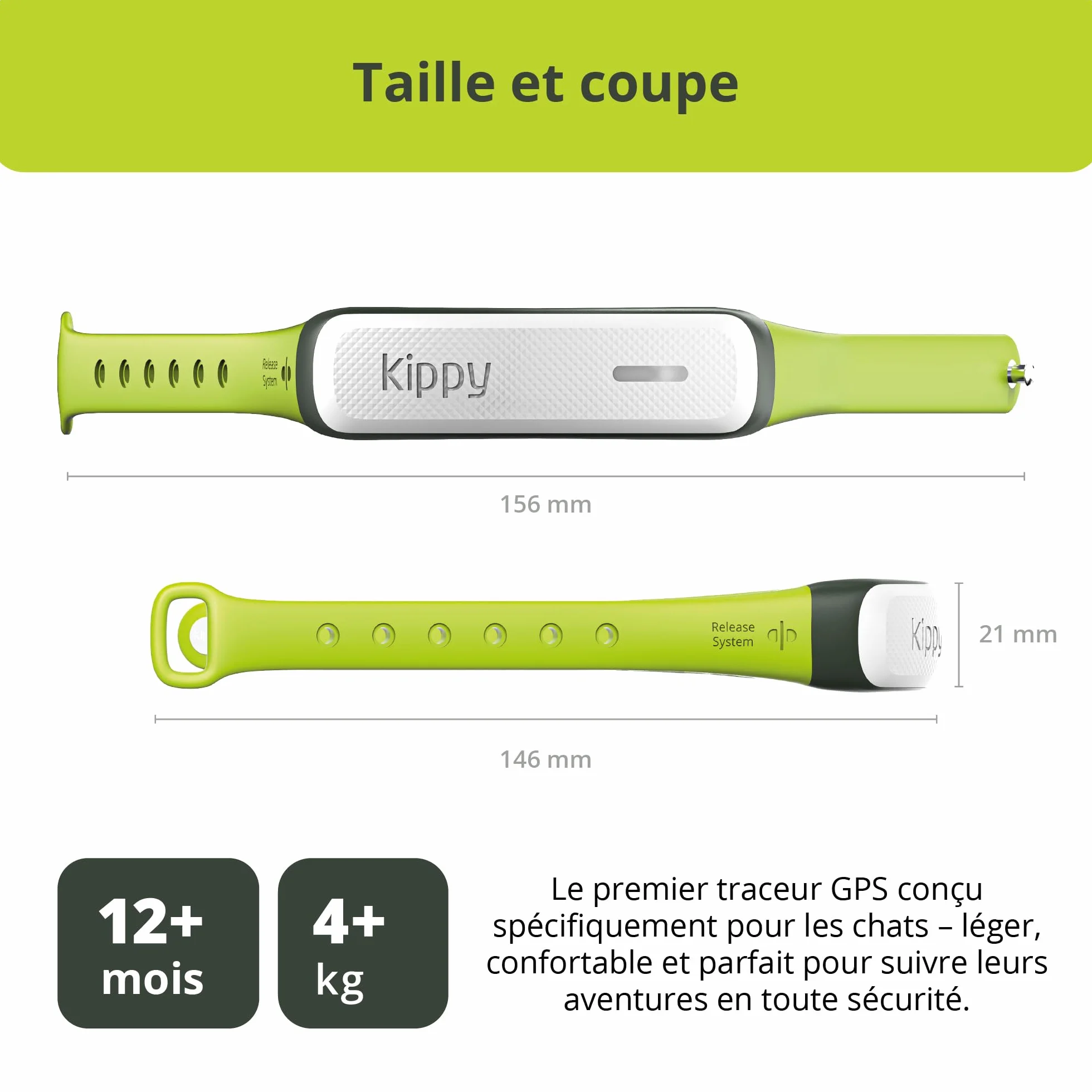 Kippy Cat V2 Collier GPS Chat Localisateur Tracker Santé Activité Anti-Étranglement Frontières Virtuelles Suivi Temps Réel