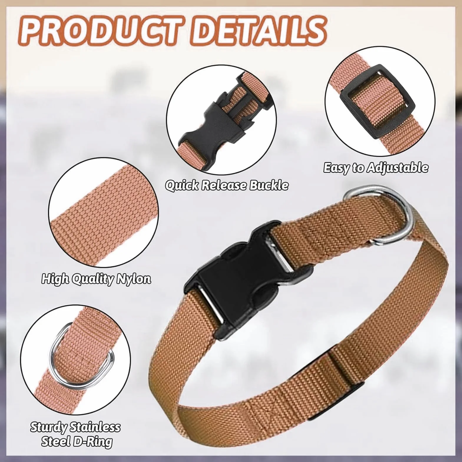 Harnais pour chèvres en nylon réglable avec fermetures à libération rapide, design anti-perte pour bétail