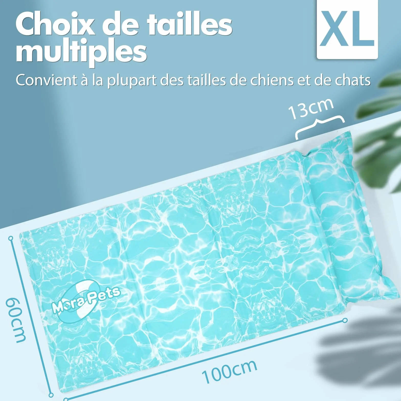 Pawtasy Tapis Rafraîchissant pour Chien XL 100x60 cm, Gel Auto-Rafraîchissant, Étanche