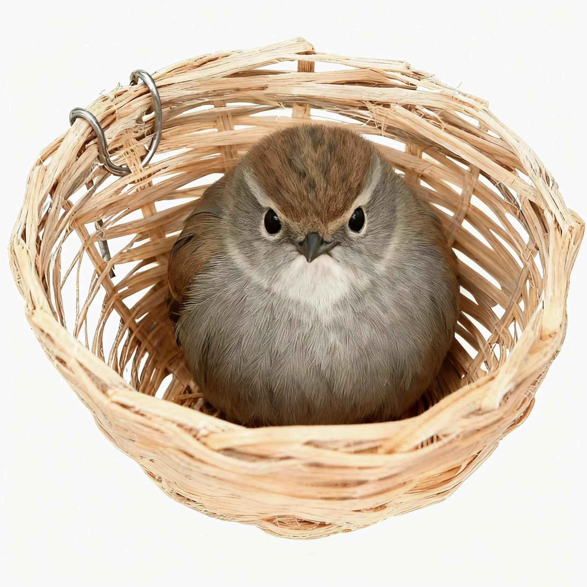 Nid D'oiseau Fait à la Main en Bambou pour Petits Perroquets Canaris Calopsittes avec Crochet