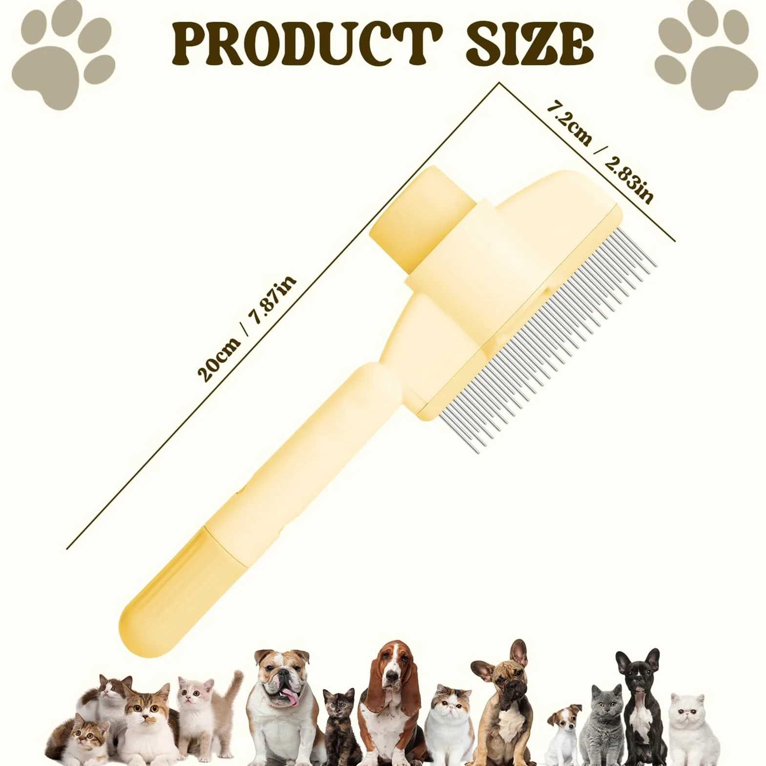 Peigne Chat|2 Pack Brosse Poils Animaux Autonettoyante Pour Poils, Peigne Anti Puces Pour Chat Avec Bouton De Déverrouillage, Brosse de Toilettage Pour Convient Aux Poils Longs Et Courts (Vert+Jaune)