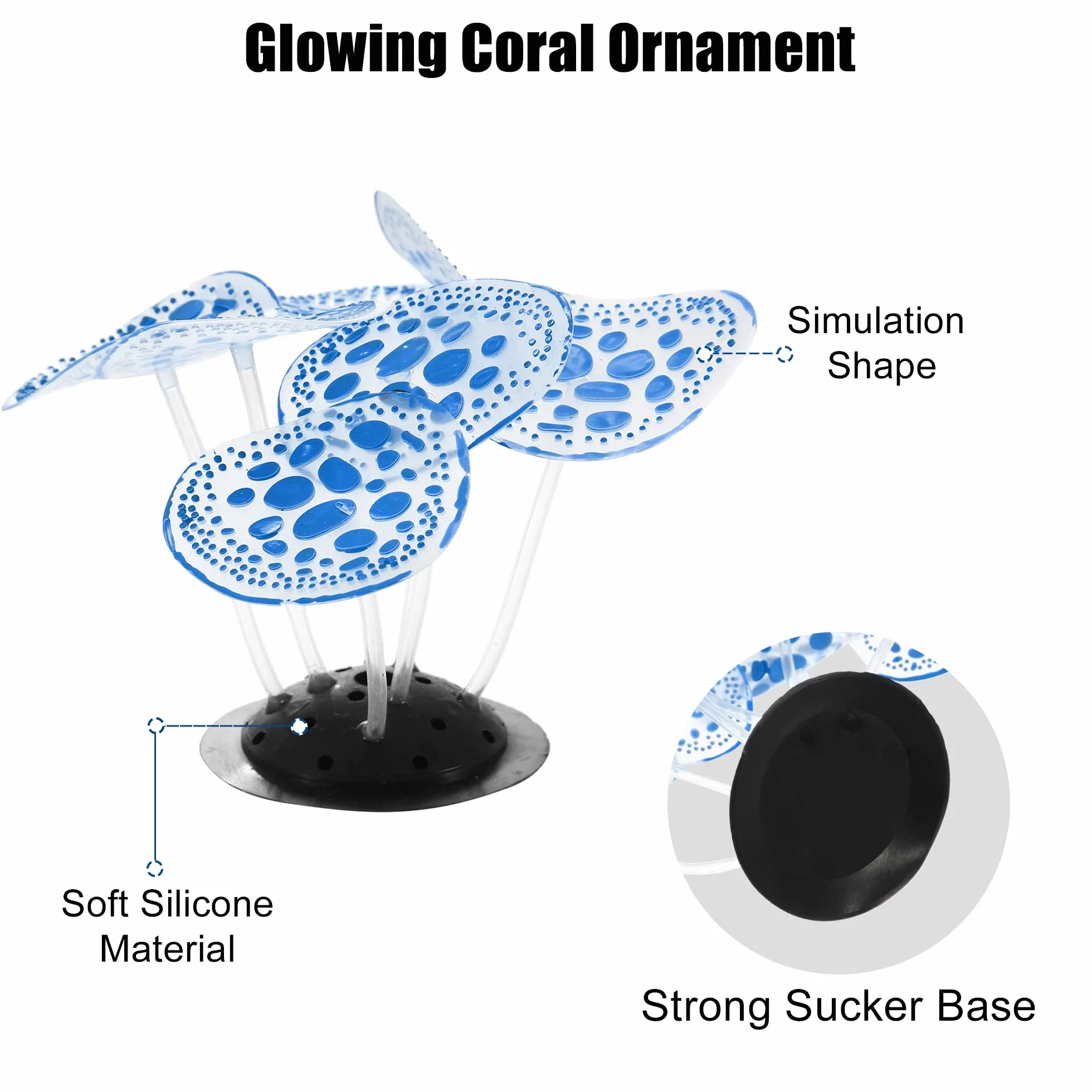 Silicone Aquarium Simulation Corail Décoration 2.36"X3.15" Bleu