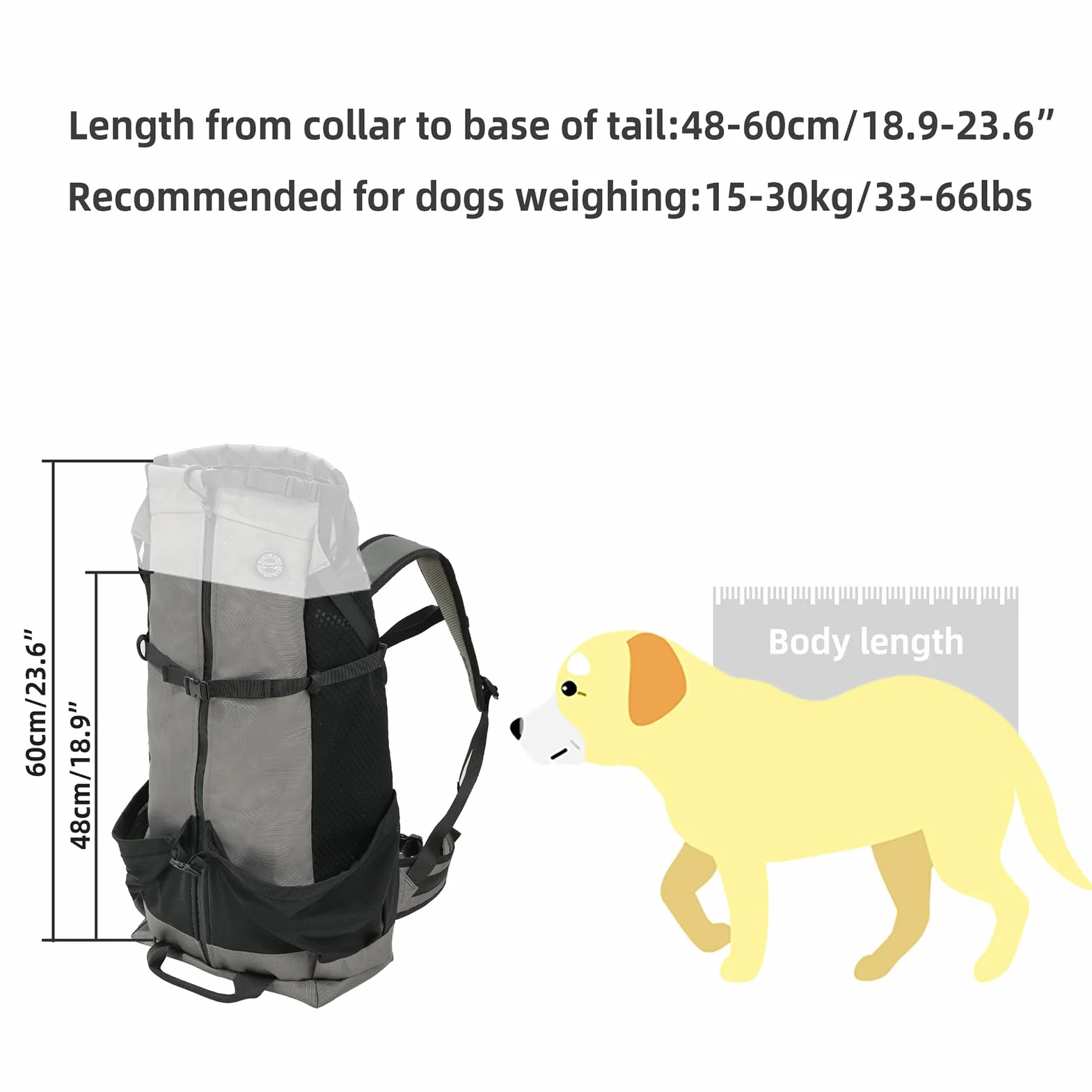Sac à dos pour chien de transport spacieux en tissu durable anti-pincement avec bretelles réglables et harnais