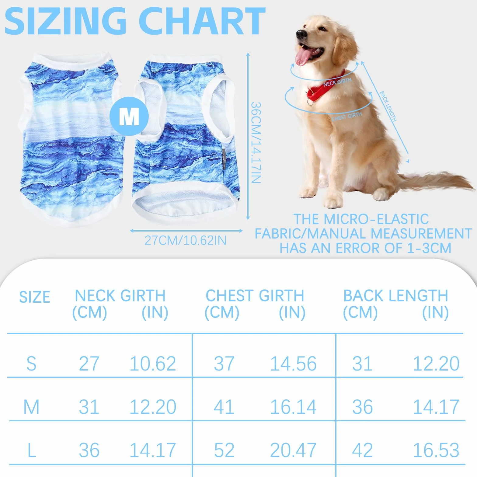 Gilet Rafraîchissant pour Chien shallyong Refroidissement T-Shirt Respirant Harnais Réfrigérant (M)