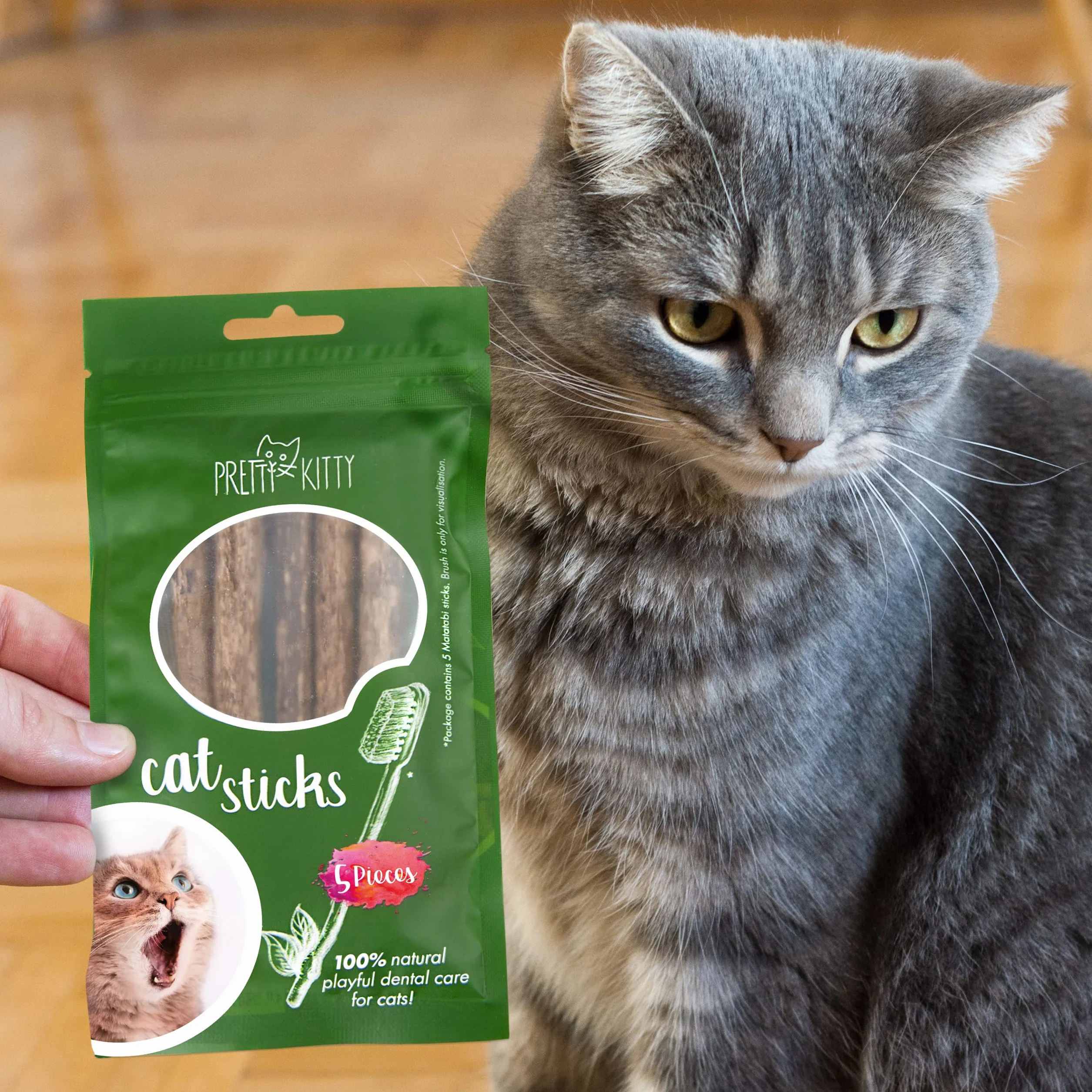 PRETTY KITTY 5 bâtons de Matatabi à mâchonner – Jouet dentition féline saine contre mauvaise haleine