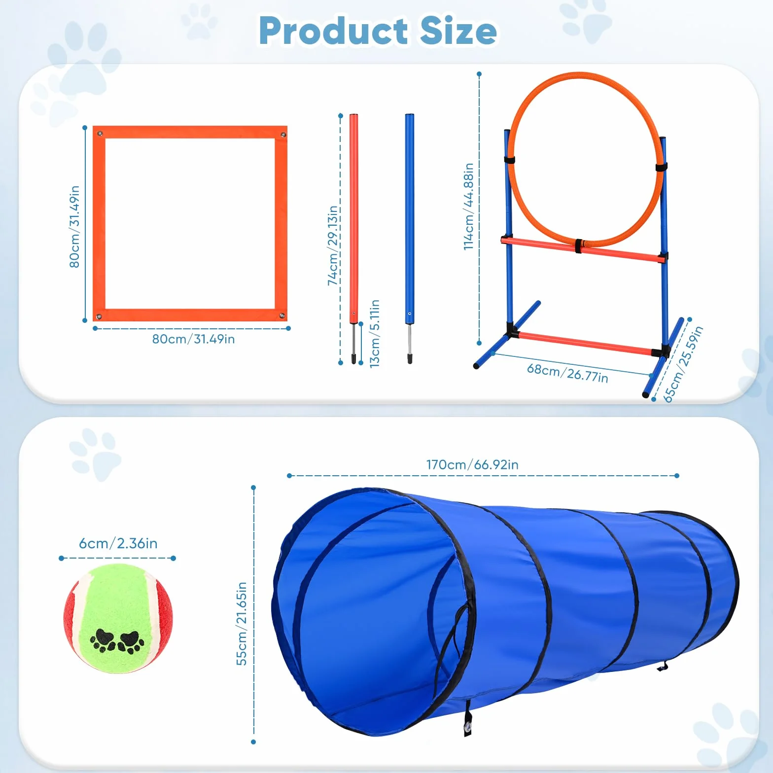 Agility Chien équipement Obstacles Entrainement kit 70 pièces Tunnel Anneau Saut