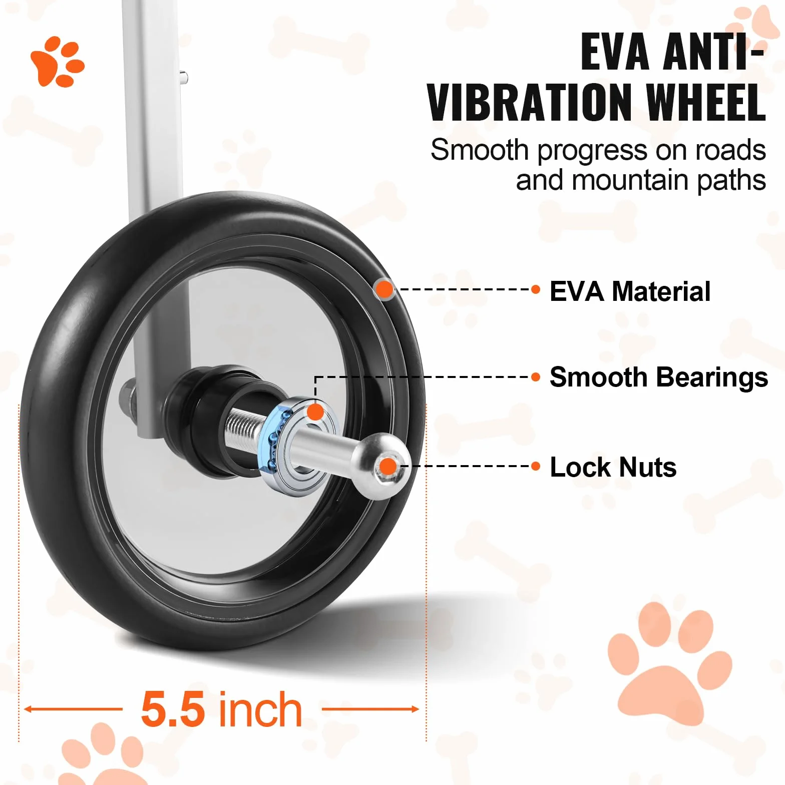VEVOR Fauteuil Roulant pour Chien 2 Roues pour Pattes arrières, Fauteuil Roulant pour Animaux de Compagnie léger et réglable