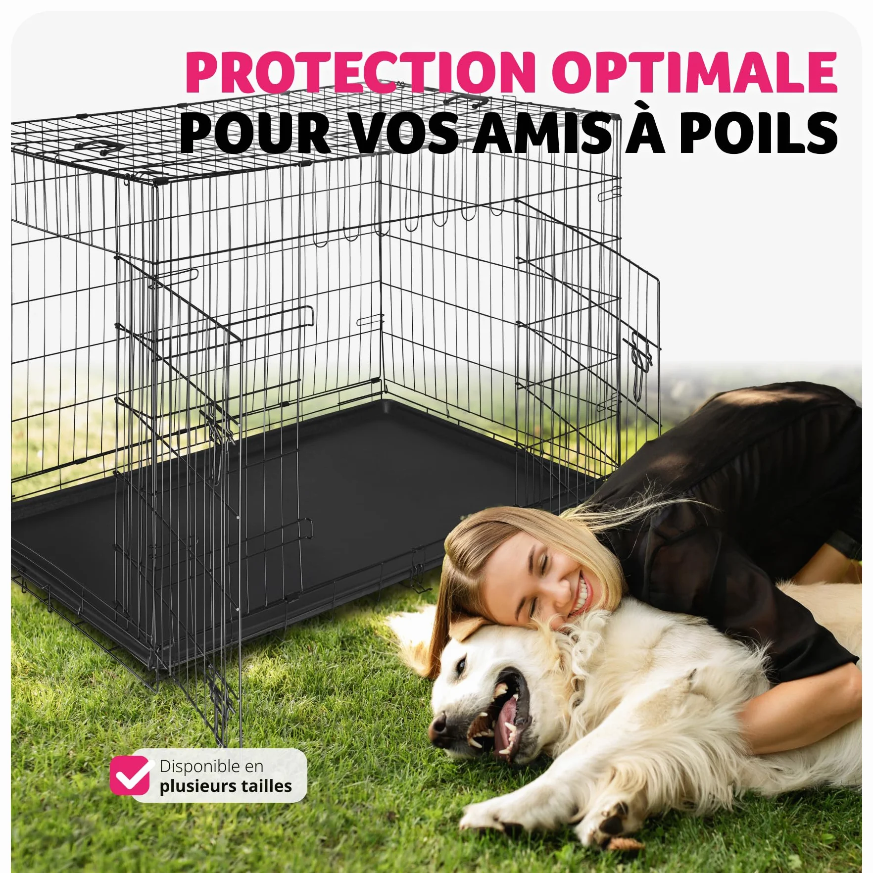 tectake Cage pour Chien Pliable Robust Caisse de Transport Taille XL 121,5x75,5x80,5cm 2 Portes double verrouillage