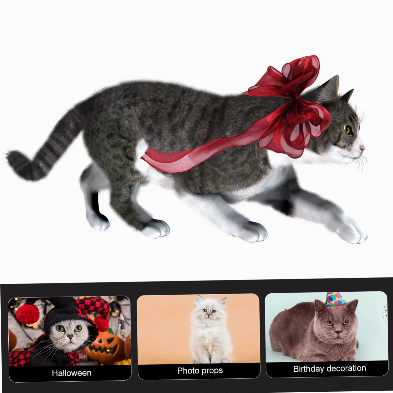 Collier Décoratif pour Animaux avec Nœud Accessoire Léger Et Réutilisable pour Fêtes Et Événements Ajustable pour Chiens Et Chats pour Noël Et Occasions Spéciales