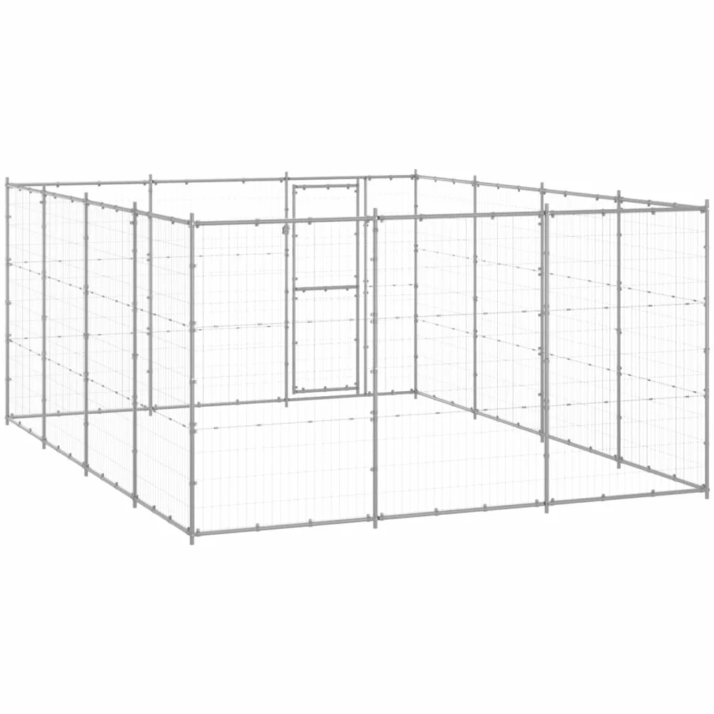 vidaXL Chenil Extérieur Acier Galvanisé 14,52 m² Enclos Cage pour Chiens