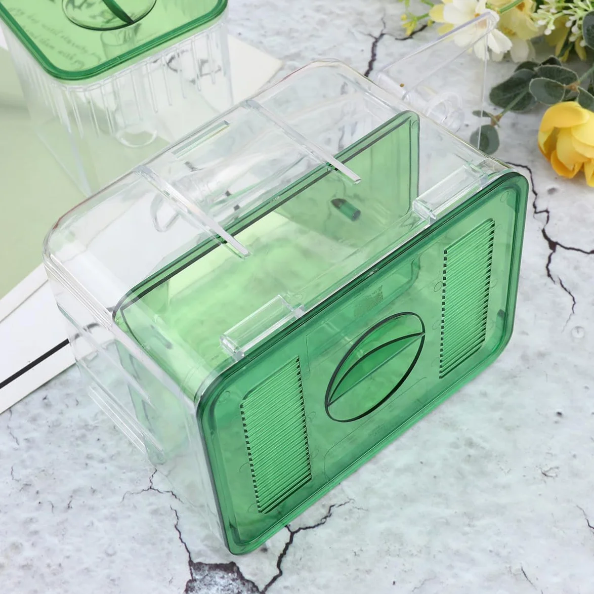 SHINEOFI Boîte D'élevage pour Aquarium en Acrylique Vert, Protection des Œufs de Poisson Alevins, Couveuse Isolante pour Maison et Aquarium