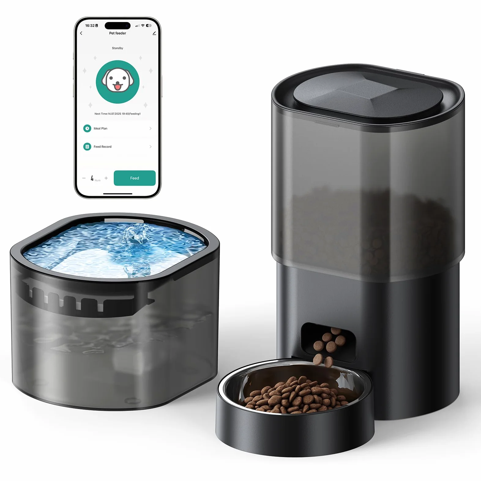 Distributeur automatique de nourriture pour chats 3 litres, 2,5 L, dispositif d'alimentation à distance contrôlé par application silencieuse avec 10 repas par jour, design anti-obstruction, idéal pour