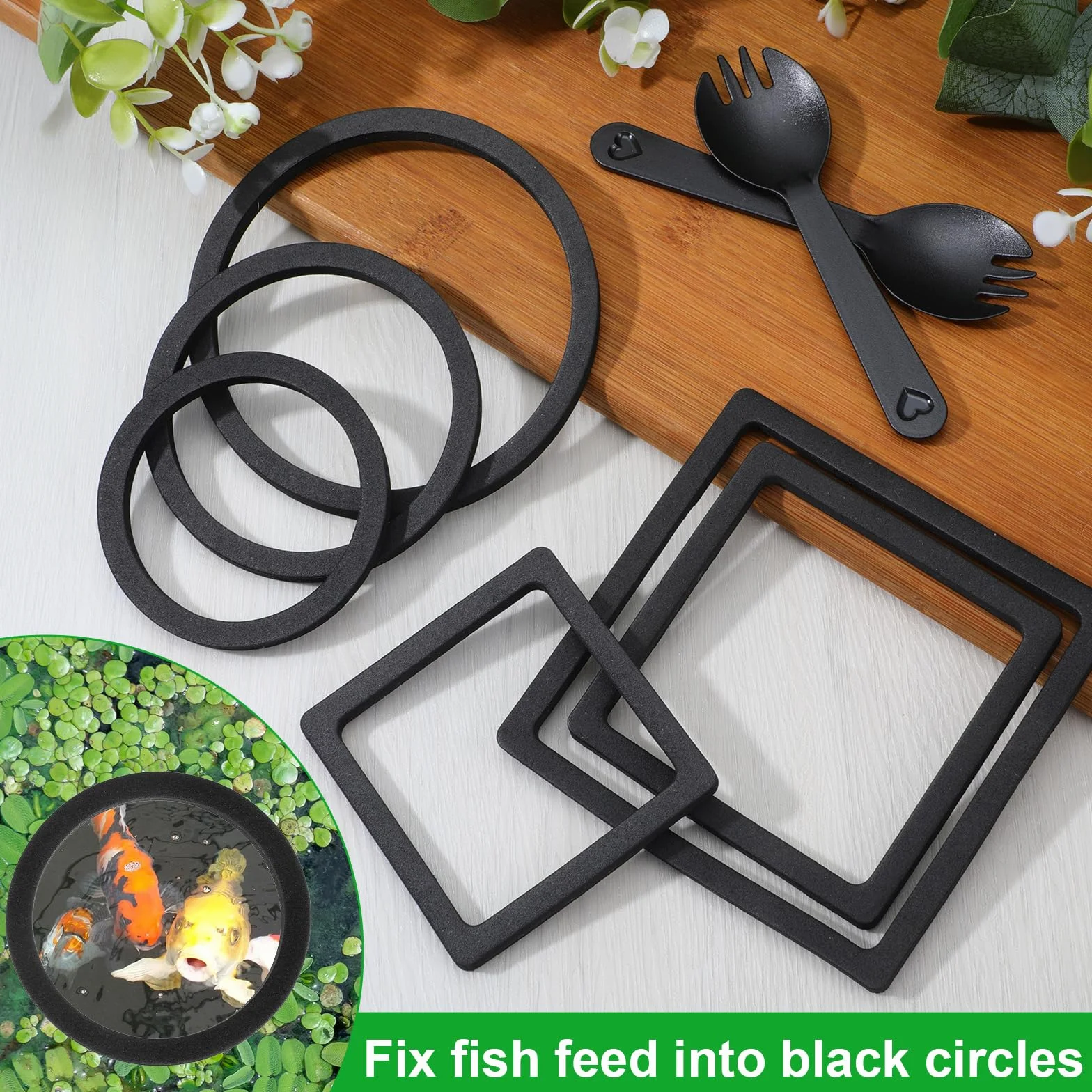 Betta Lot de 6 anneaux d'alimentation pour poissons Barrière flottante EVA pour aquarium Accessoires support plantes flottantes Mangeoire