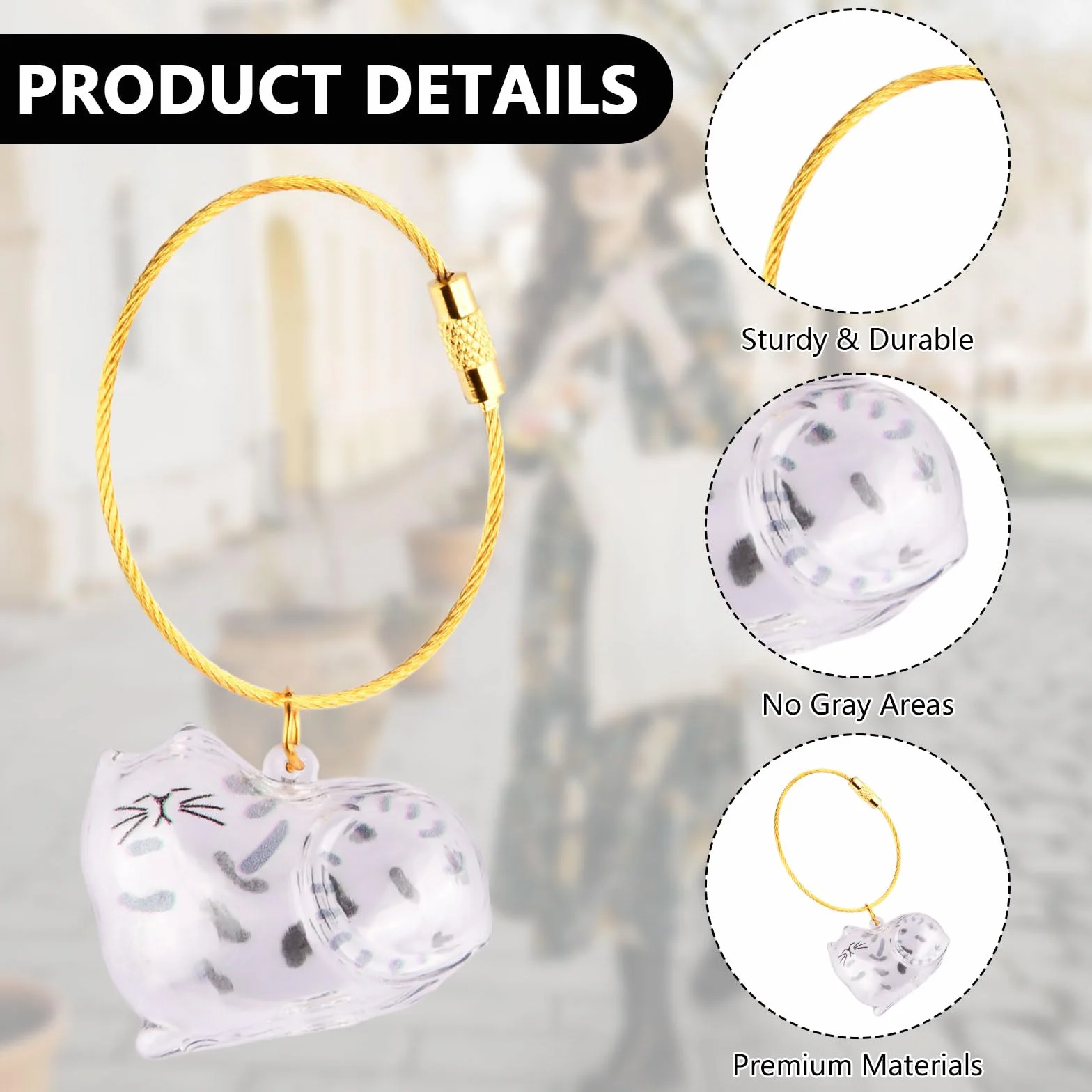 Lot de 6 Porte-Clés en Poils de Chat, Capsules Commémoratives en Acrylique Transparent, Boîte de Rangement pour Poils d’animaux, Idée Cadeau DIY pour Amoureux des Animaux