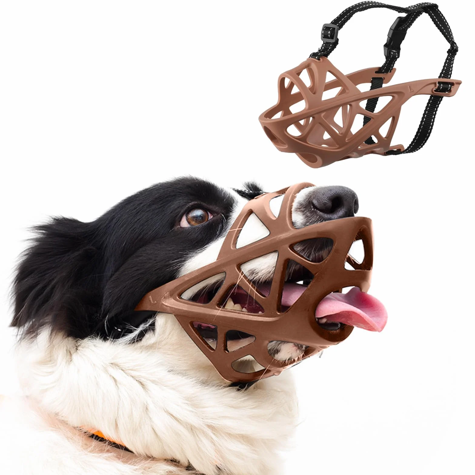 PETCUTE Muselière pour Chien,Réglable Museau de Chien avec Bande Réfléchissante,Mieux prévenir Les morsures, mâcher et aboyer Museau,Muselière pour Petits Chiens,pour Moyens Et Grands Chiens