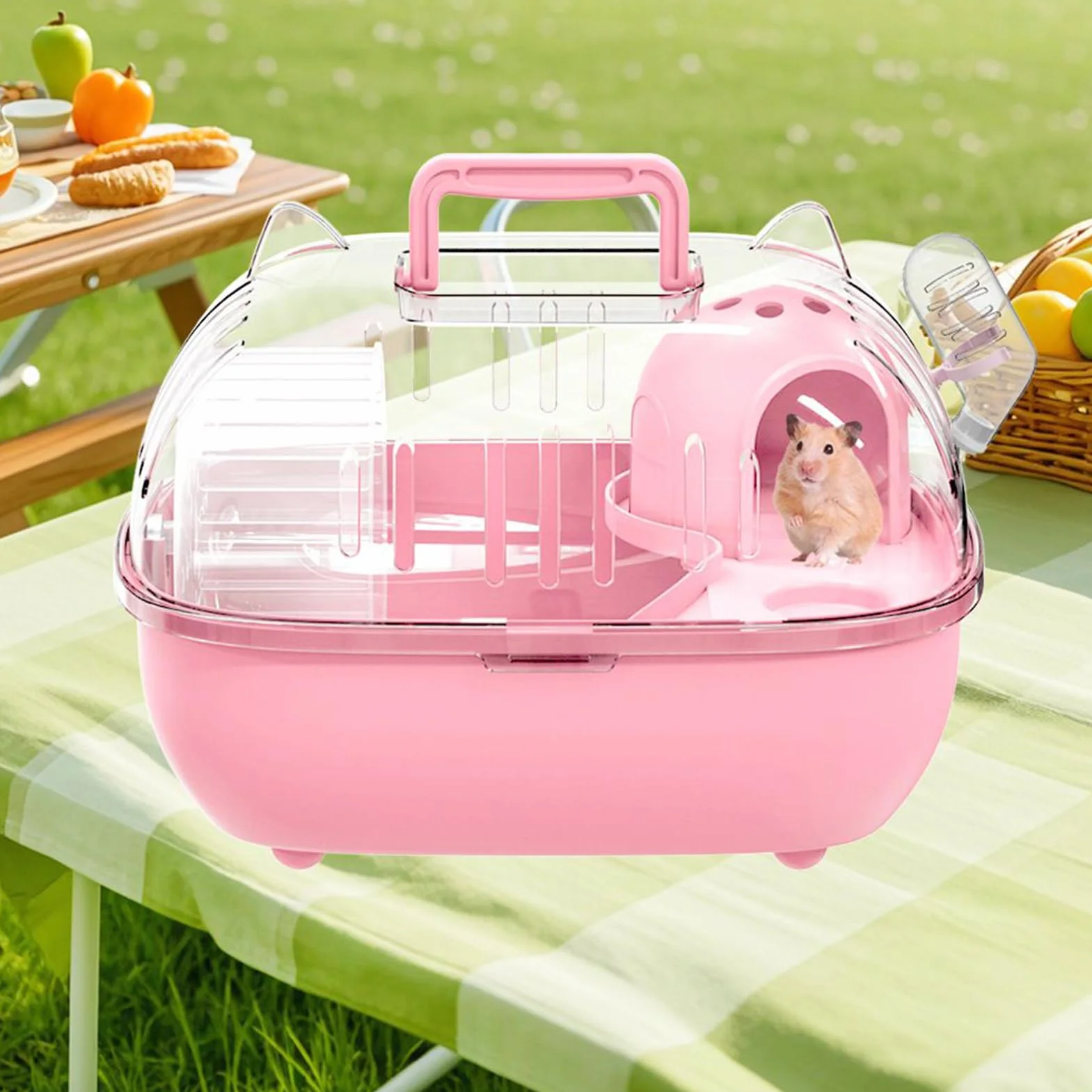 Transporteur pour Hamster 27.5x22x20cm Cage de Transport pour Petits Animaux avec Toit Transparent