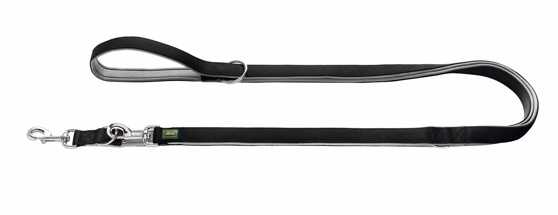 HUNTER Laisse réglable en néoprène pour Chien - 2,5 x 300 cm - Noir/Gris