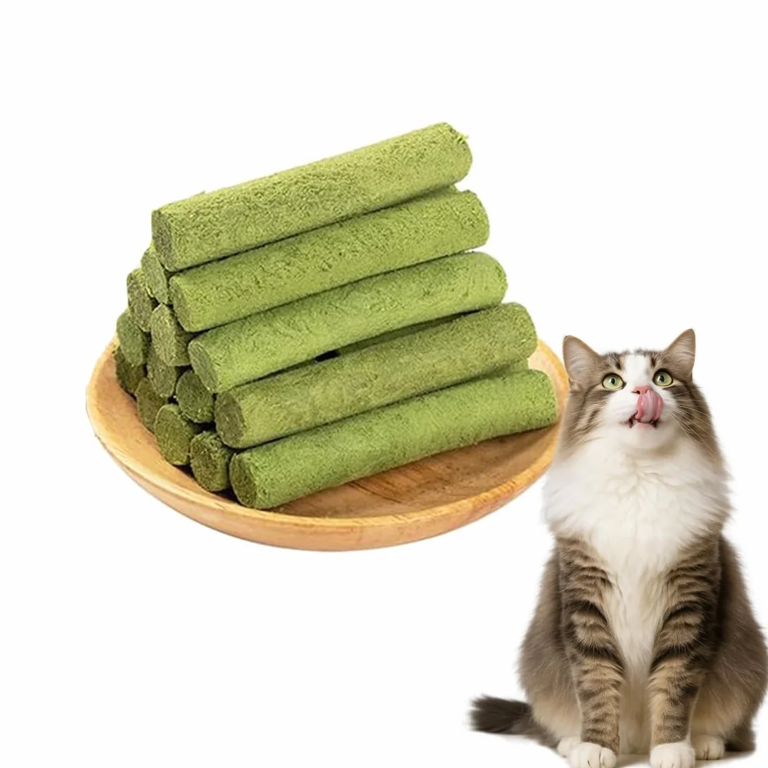 Herbe à Chat Séchée Lyophilisée 16 Pcs Friandises pour Chats Nettoyage des Dents Boules de Poils