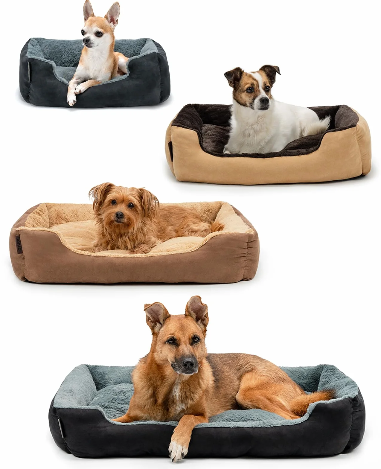 Lionto Lit pour Chien avec Coussin réversible Base antidérapante 50x37 cm Noir/Gris