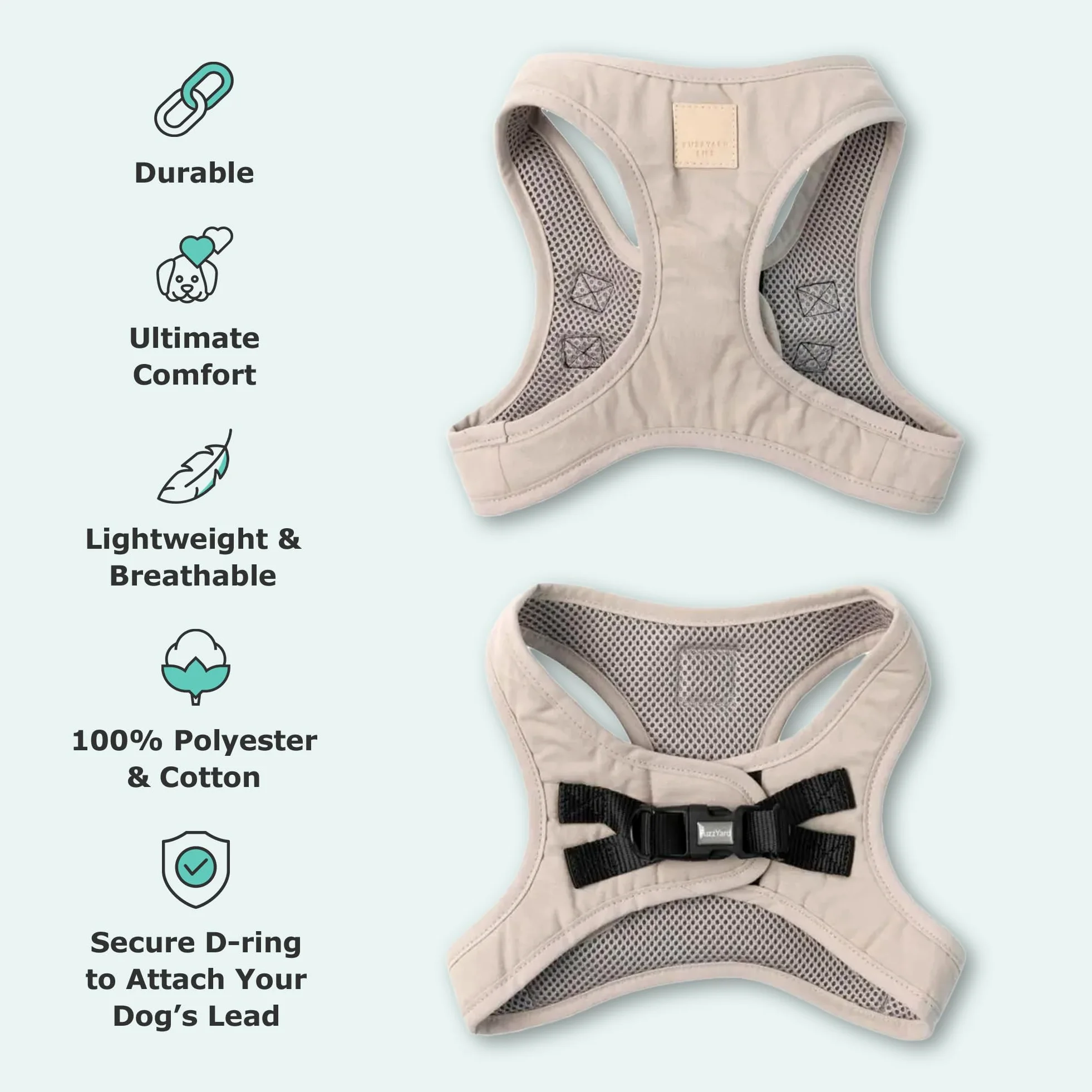 Fuzzyard Life Step in Harnais réglable anti-traction pour chiens de taille XXS | Pas d'étouffement et confortable pour la course quotidienne, la marche et le dressage | Grès, XXS
