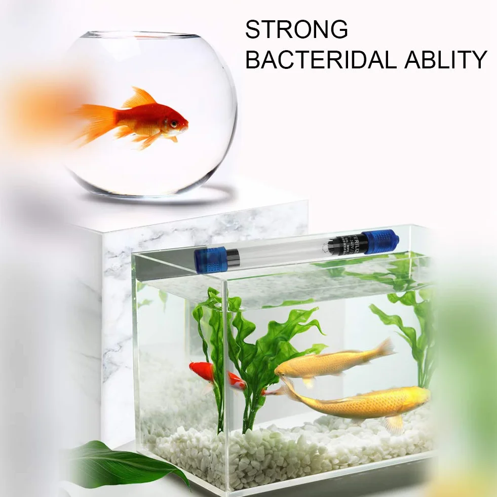 Stérilisateur UV Aquarium 13W Lampe UV Submersible Imperméable Purificateur d'eau pour Aquarium Bassin