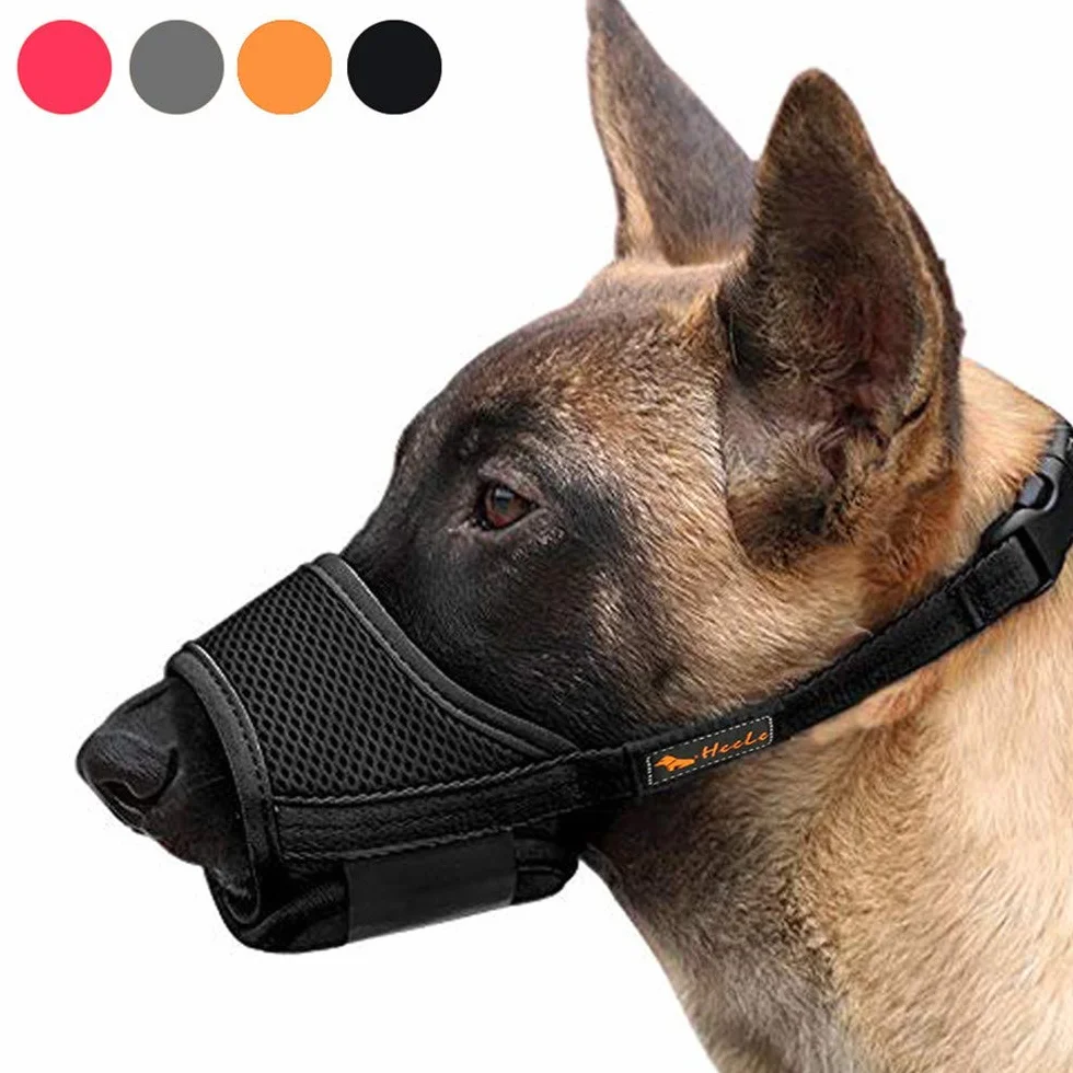 HEELE Muselière Souple Réglable pour Chiens en Nylon - Anti-Aboiement et Anti-Morsure - pour Petits et Moyens Chiens, Noir, M