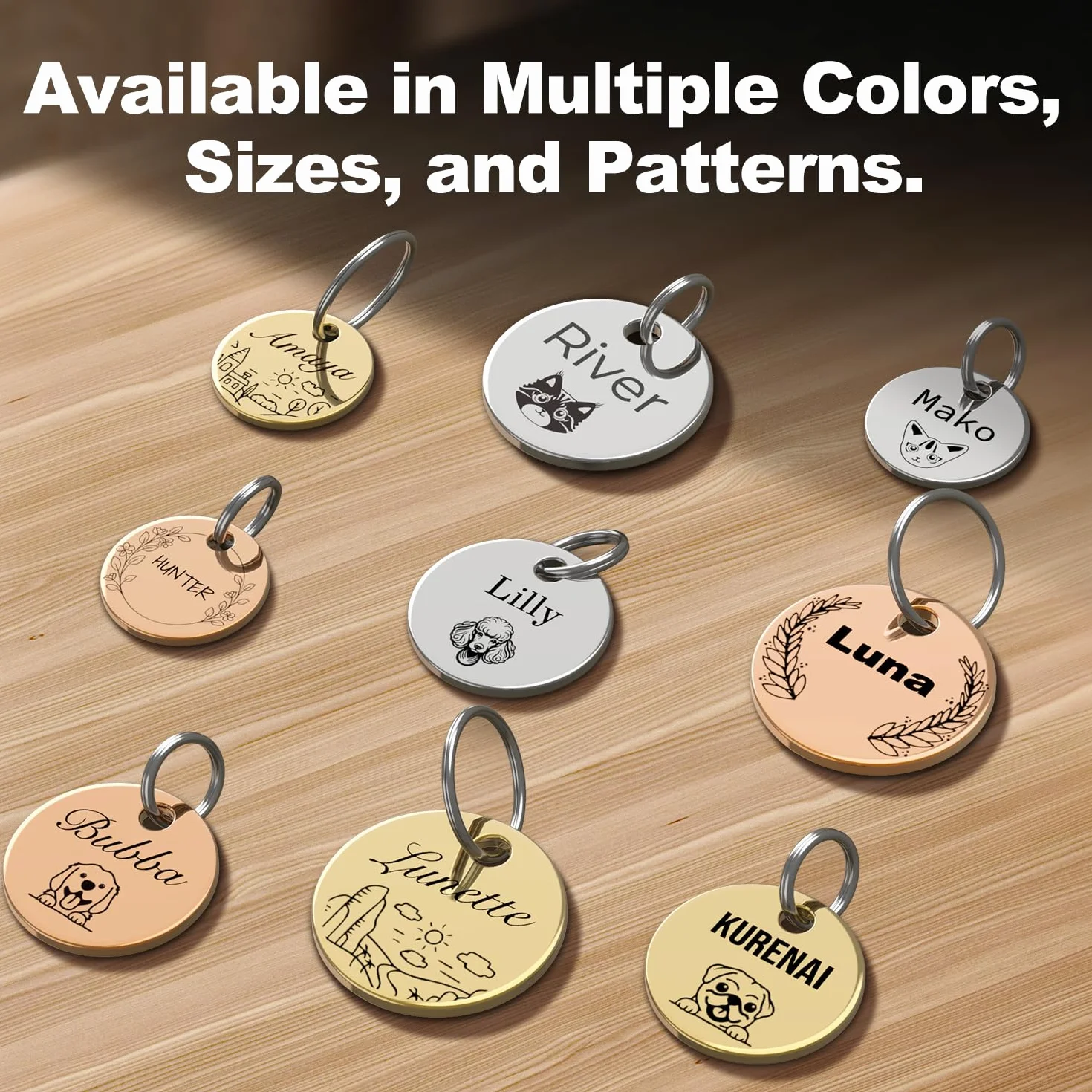 Médaille d'identification double face personnalisée en acier inoxydable poli pour chien et chat