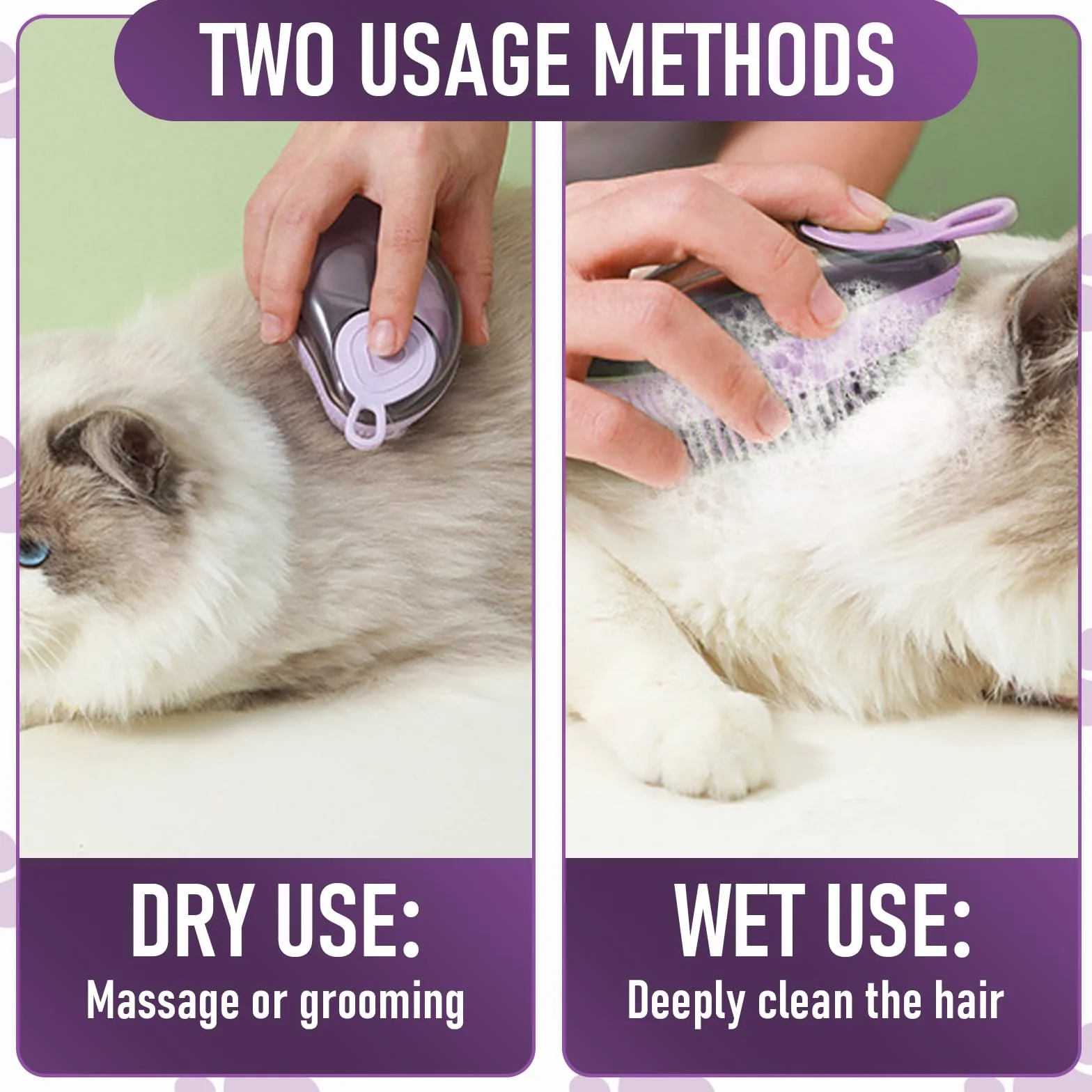 Brosse de Bain en Silicone pour Animaux de Compagnie avec Réservoir et Distributeur d'Eau et Shampoing