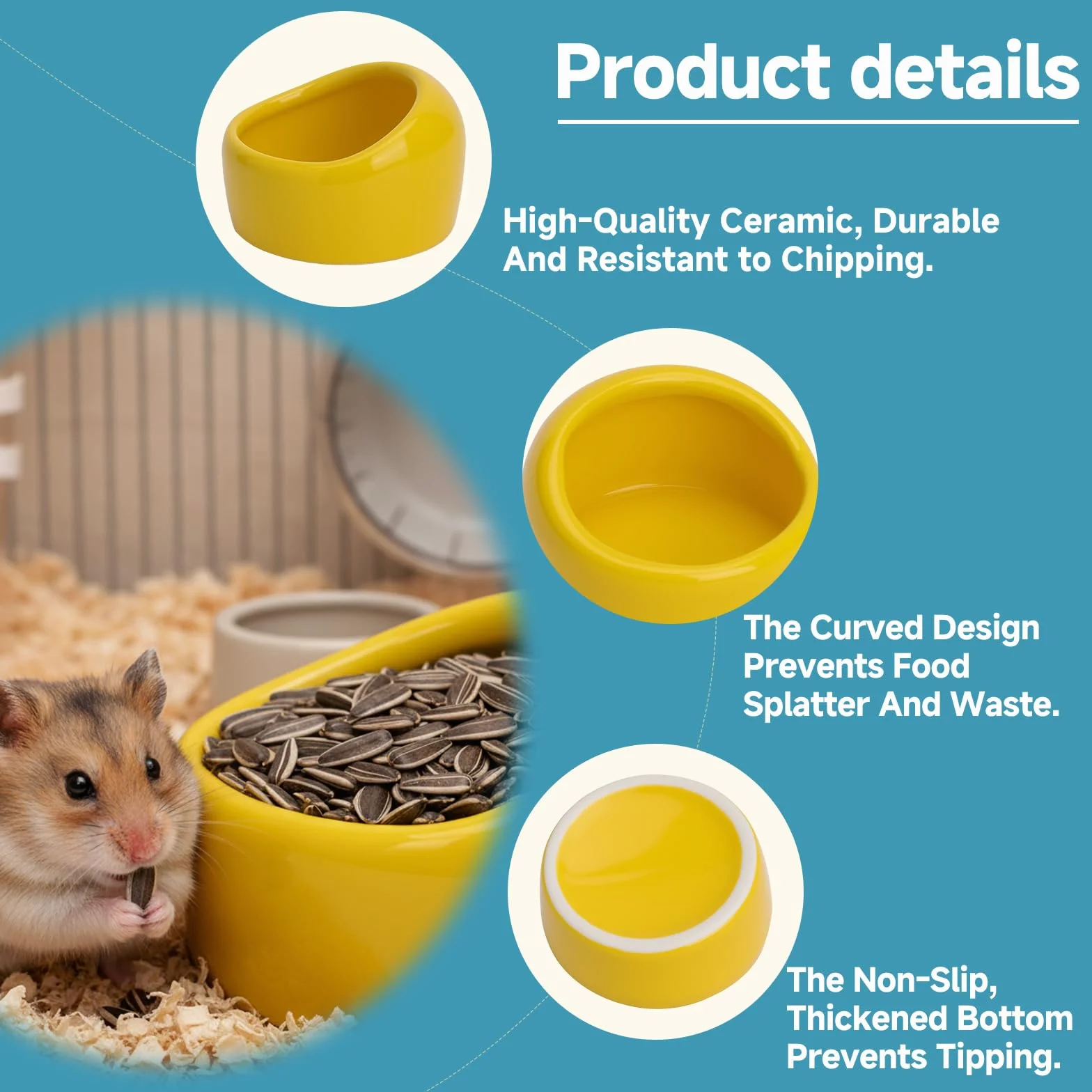 Gamelles Céramique Hamster Anti-Morsures Lot de 3 Syrien Gerbilles Souris Rats