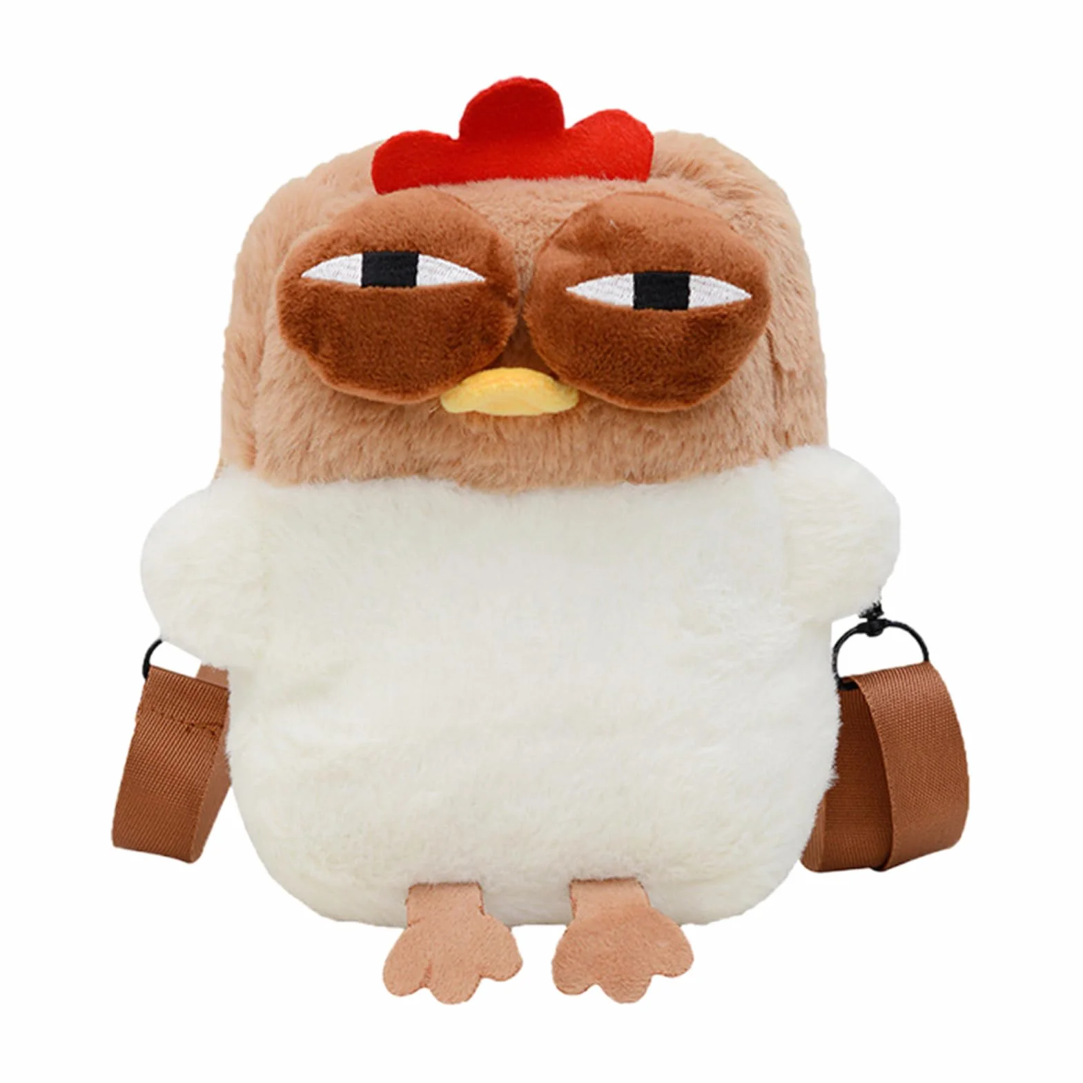 Chicken Shoulder Bag, Zipper Plush Animal Purse, Soft Stuffed Bag, Compact Cross-Body with Adjustable Strap for Kids