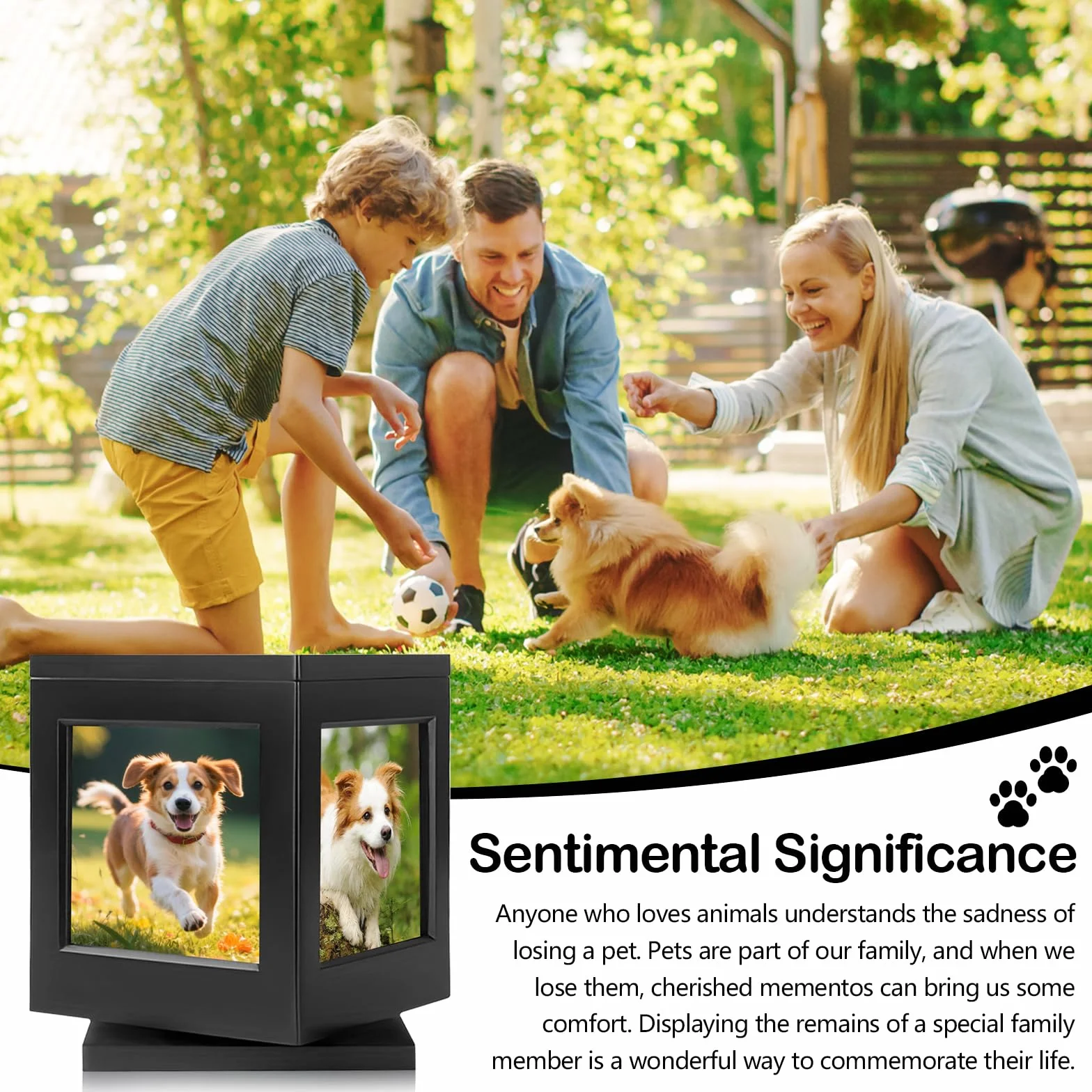 Urne Funéraire pour Chien en Bois avec Cadre Photo, Urne pour Animaux de Compagnie Commémorative Personnalisée