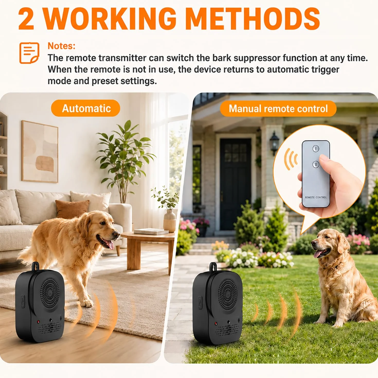 Anti-Aboiement pour Chien Automatique Ultrason 4 Modes IP45 Étanche Rechargeable