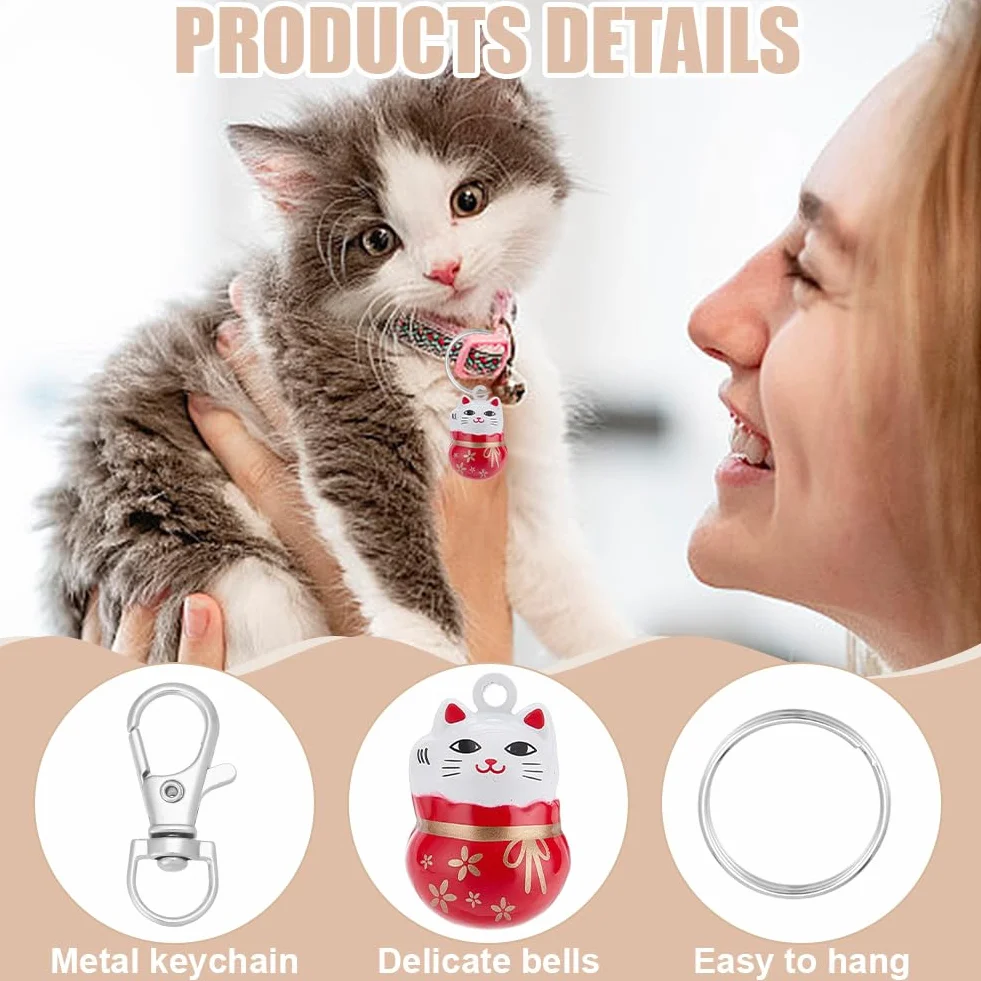 Lucky Cat Collier Cloches 5 Couleurs Cloches de Collier pour Animaux de Compagnie en Laiton