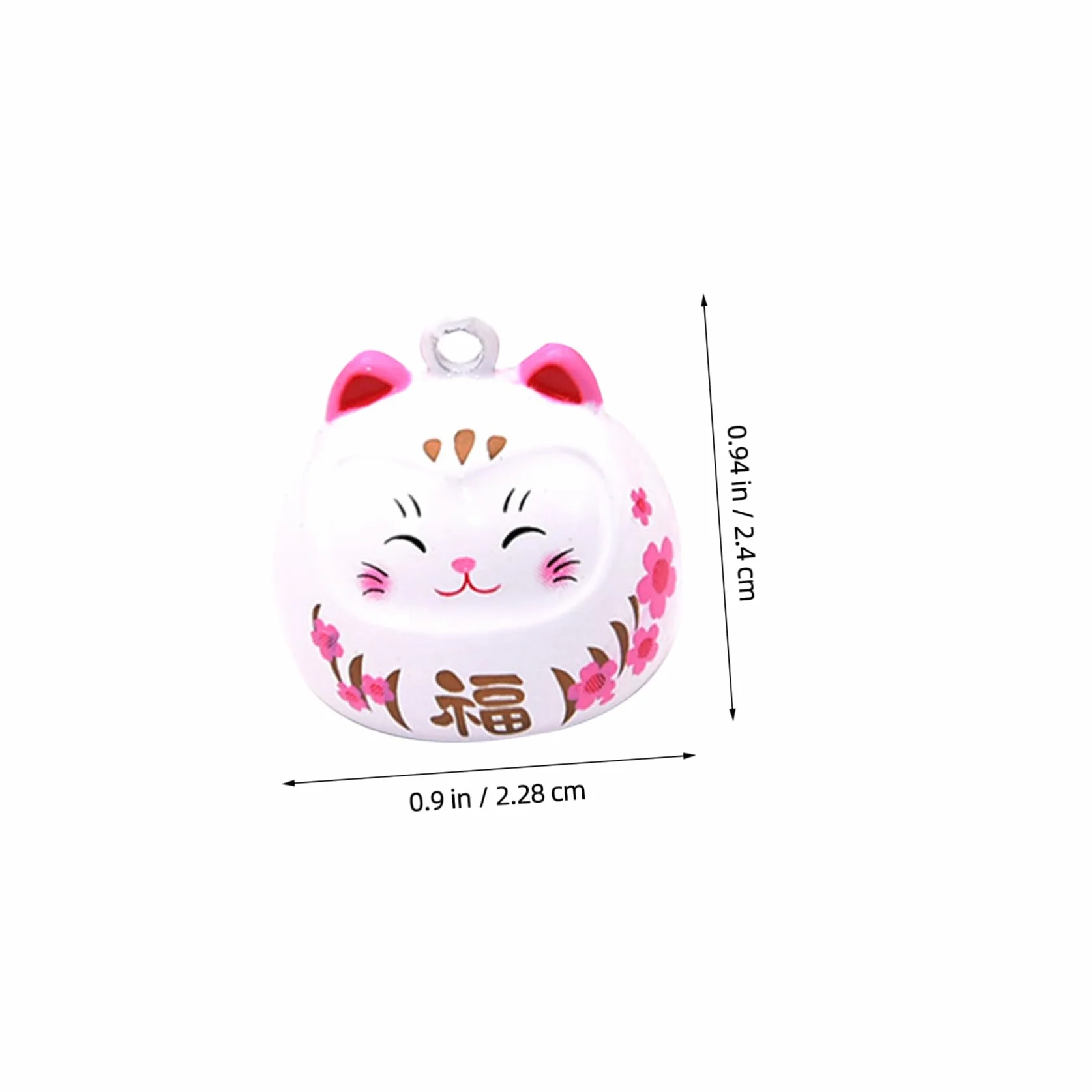 Pendentif Cloche Japonaise Cuivre Chat Décor Porte-clés Accessoire Suspendu DIY Blanc