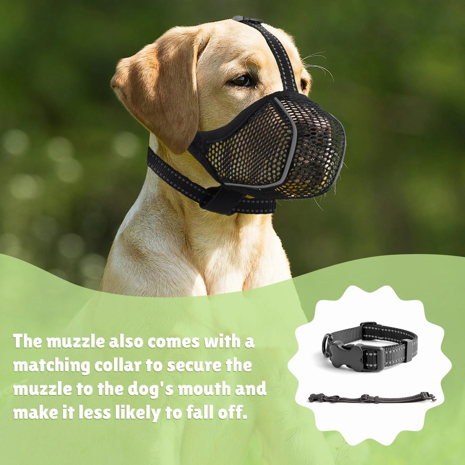 Muselières pour Chiens Anti-Grignotage, Colliers pour Chiens, Muselières Respirantes Réglables pour Animaux de Compagnie,Prévenir l'ingestion Accidentelle,Convient Animaux de Moyenne Taille(M)