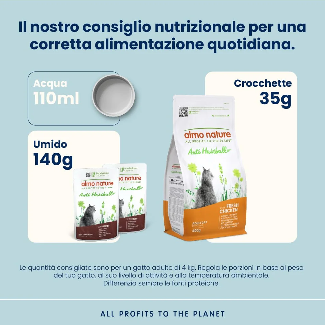 Almo Nature Functional Anti Hairball Nourriture Humide pour Chats Adultes Bœuf Poulet 70g Lot de 6