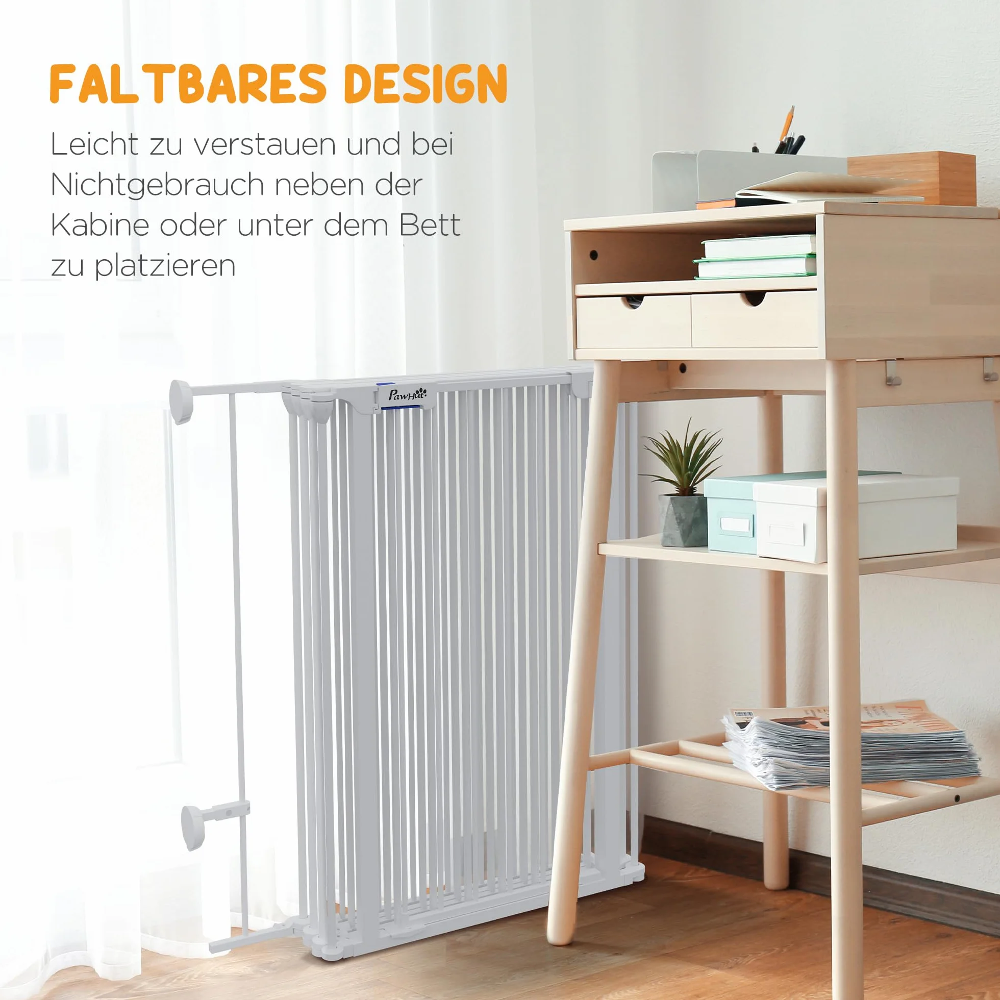 PawHut Enclos pour chiots pliable 90 cm barrière 6 panneaux acier blanc