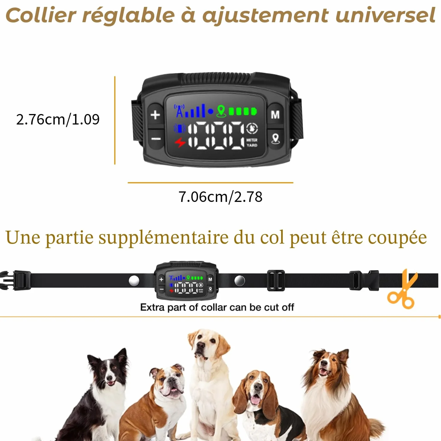 Clôture électrique sans fil GPS pour chien, 4e génération, portée 33-999 m, anti-fugue IA, IPX7