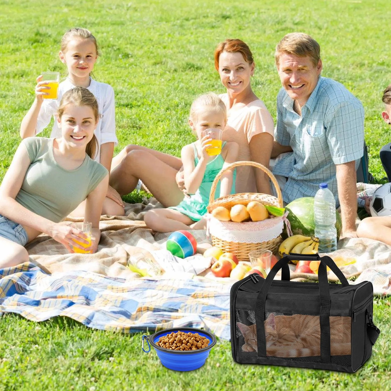 WANDGU Sac Transport pour Animaux de Compagnie 42x27x28cm Pliable avec Écuelle