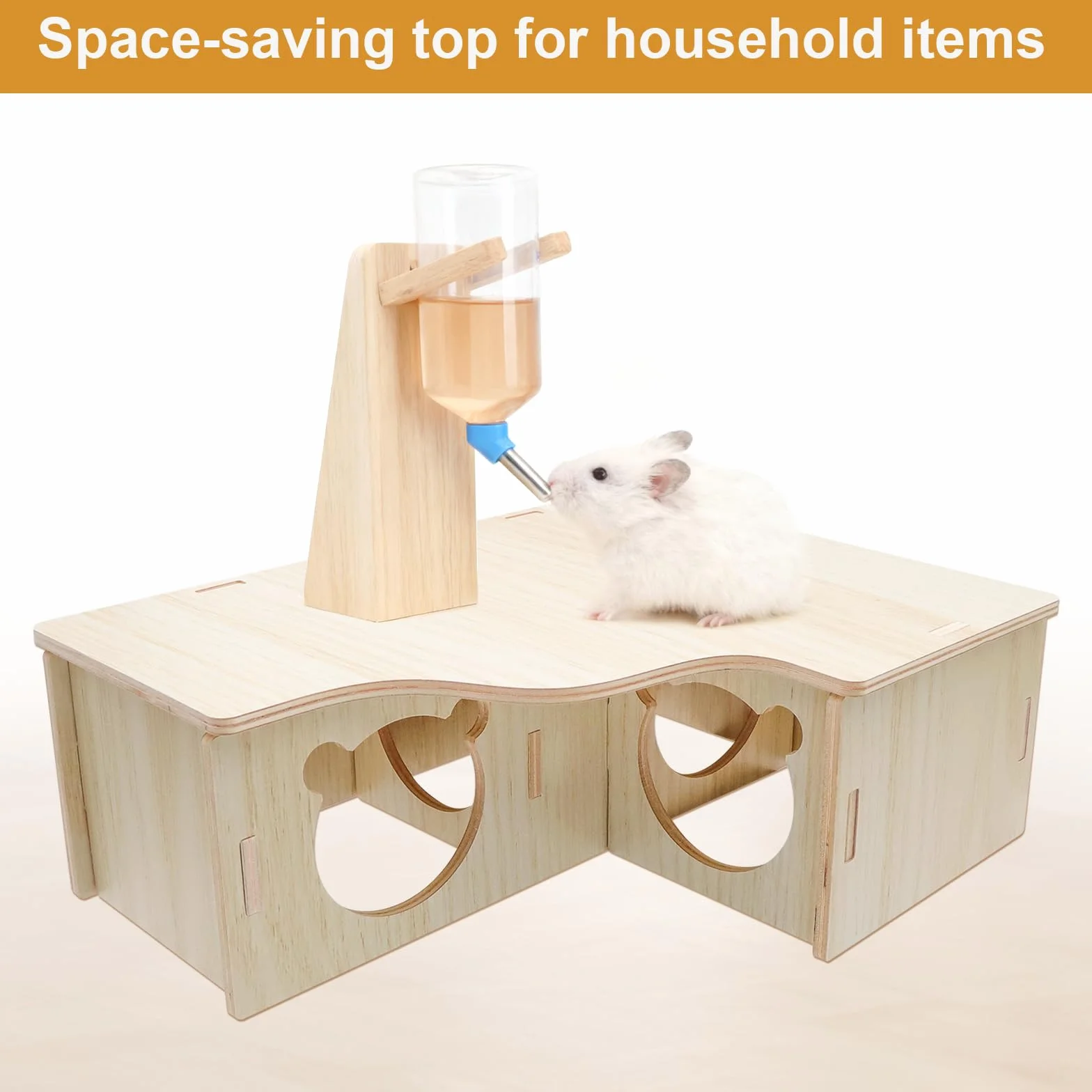 Maison Hamster Bois 3 pièces – Maison Hamster à Plusieurs Chambres résistante à l’Eau, cachette Hamster en Bois Naturelle et écologique, Maison Hamster Cage Facile à Nettoyer pour rongeurs
