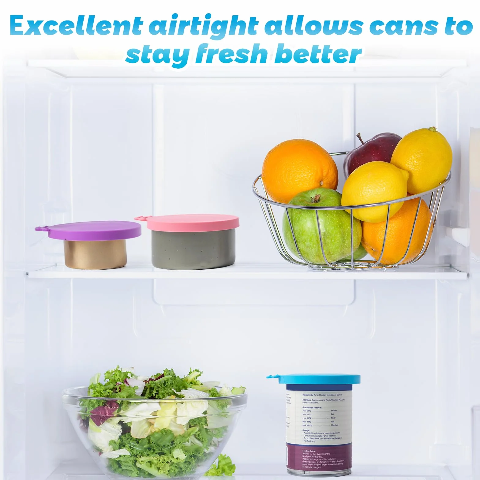 Lot de 4 Couvercles Silicone Alimentaire pour Chats et Chiens avec Cuillère