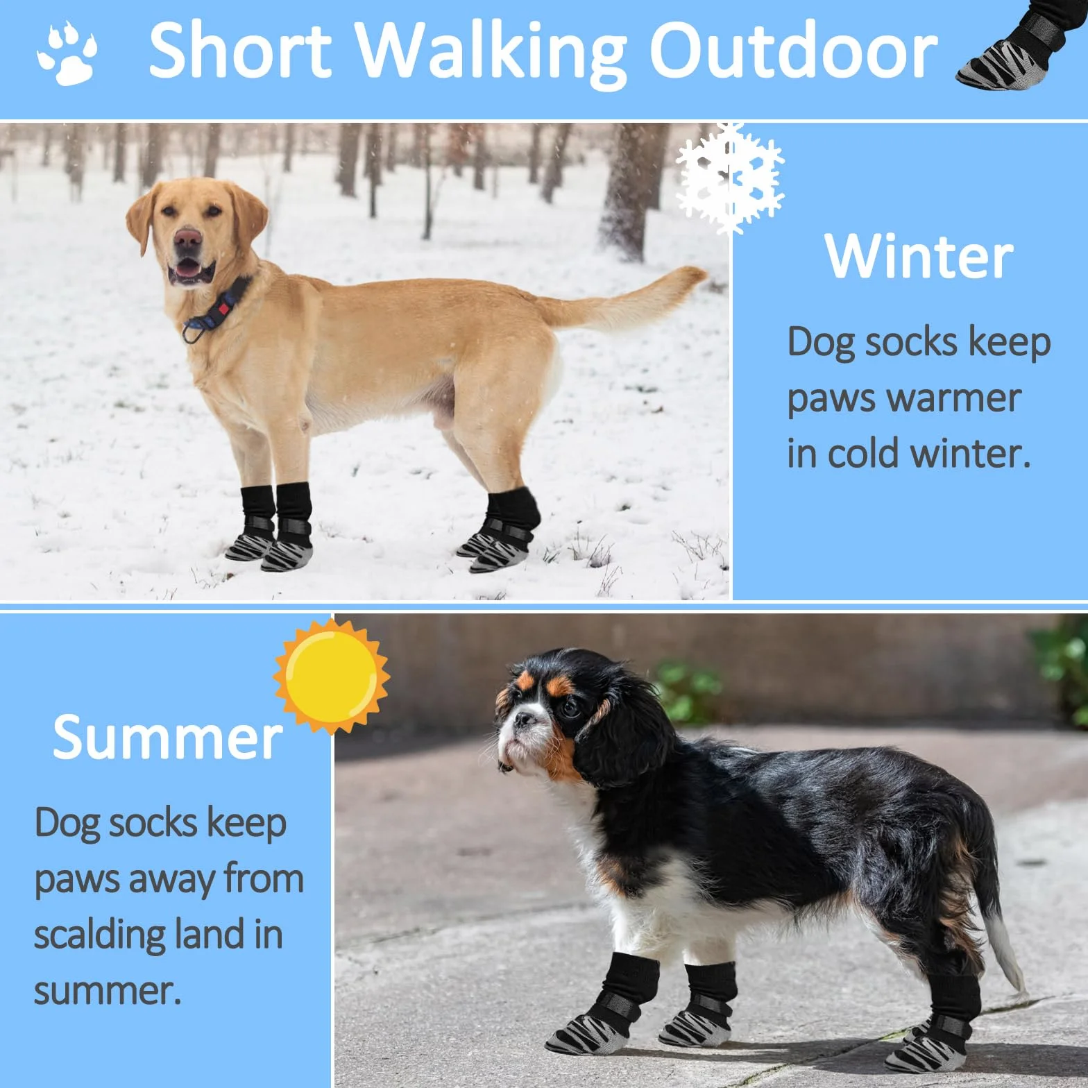 Chaussettes Antidérapantes pour Chien, Chaussettes pour Trottoirs Chauds/Froids, Protège-Pattes pour éviter Le léchage et Le Glissement pour Les Chiens De Taille Moyenne Et Grande (L)