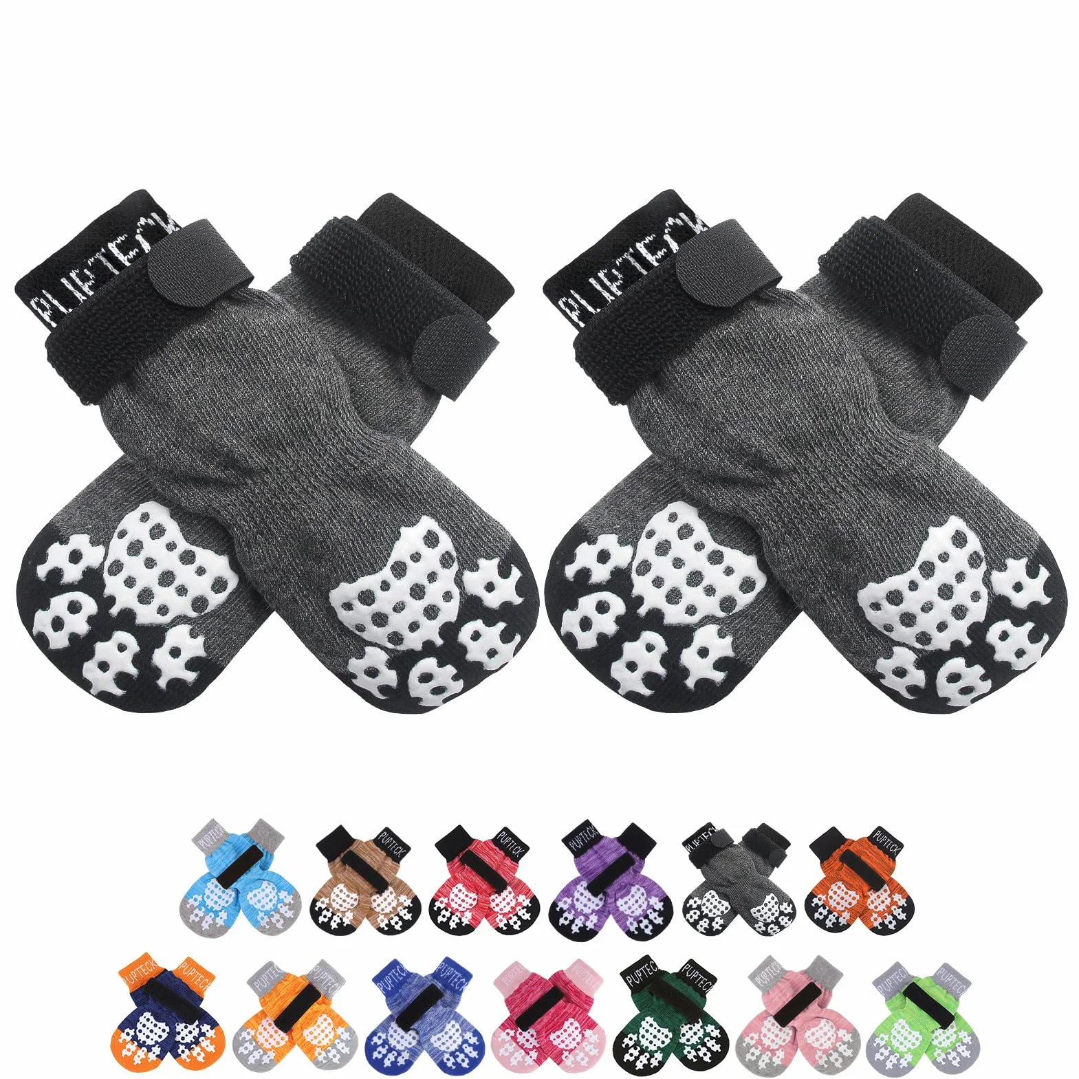 PUPTECK Chaussettes antidérapantes pour Chien Double Face Chausson Chiens Petite Moyenne Grande Taille planchers Bois Dur empêchant Léchage